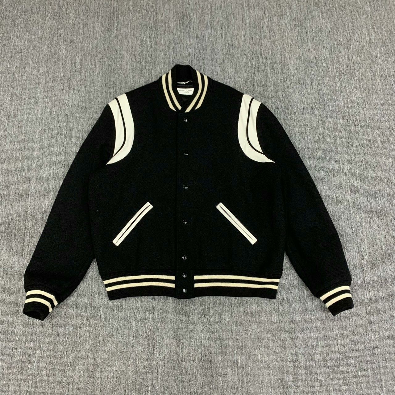 Saint Laurent Paris black and white patchwork baseball jacket Size US L / EU 52-54 / 3 - 1 Thumbnail