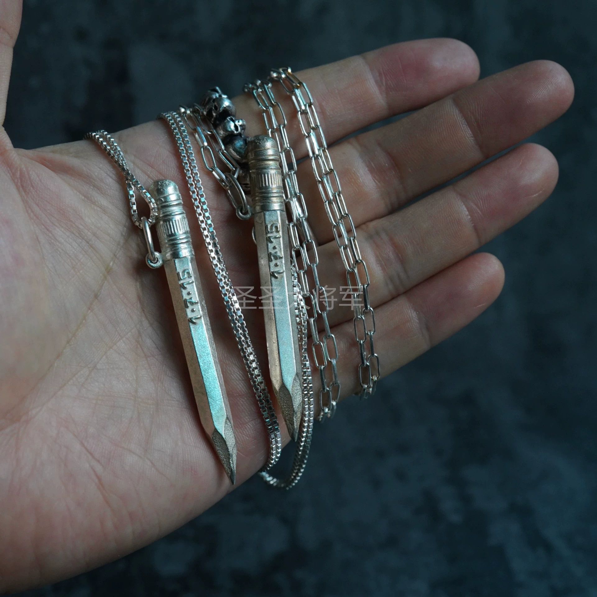 Ma+ M.A+ Maurizio Amadei Silver Pencil Necklace Non-Adjustable Size ONE SIZE - 3 Thumbnail