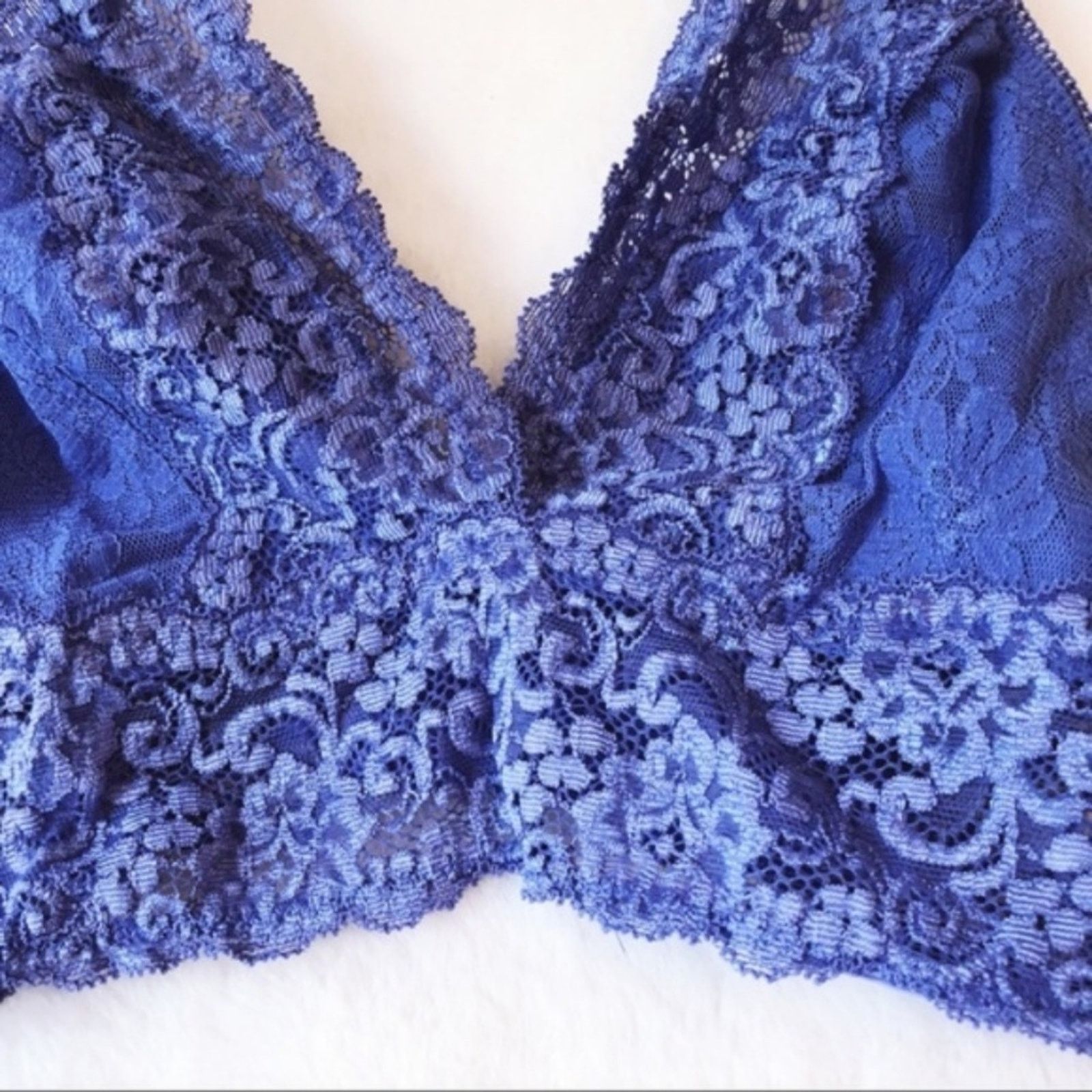 Other Soma Light Blue Plunge Lace Bralette Size ONE SIZE - 3 Thumbnail