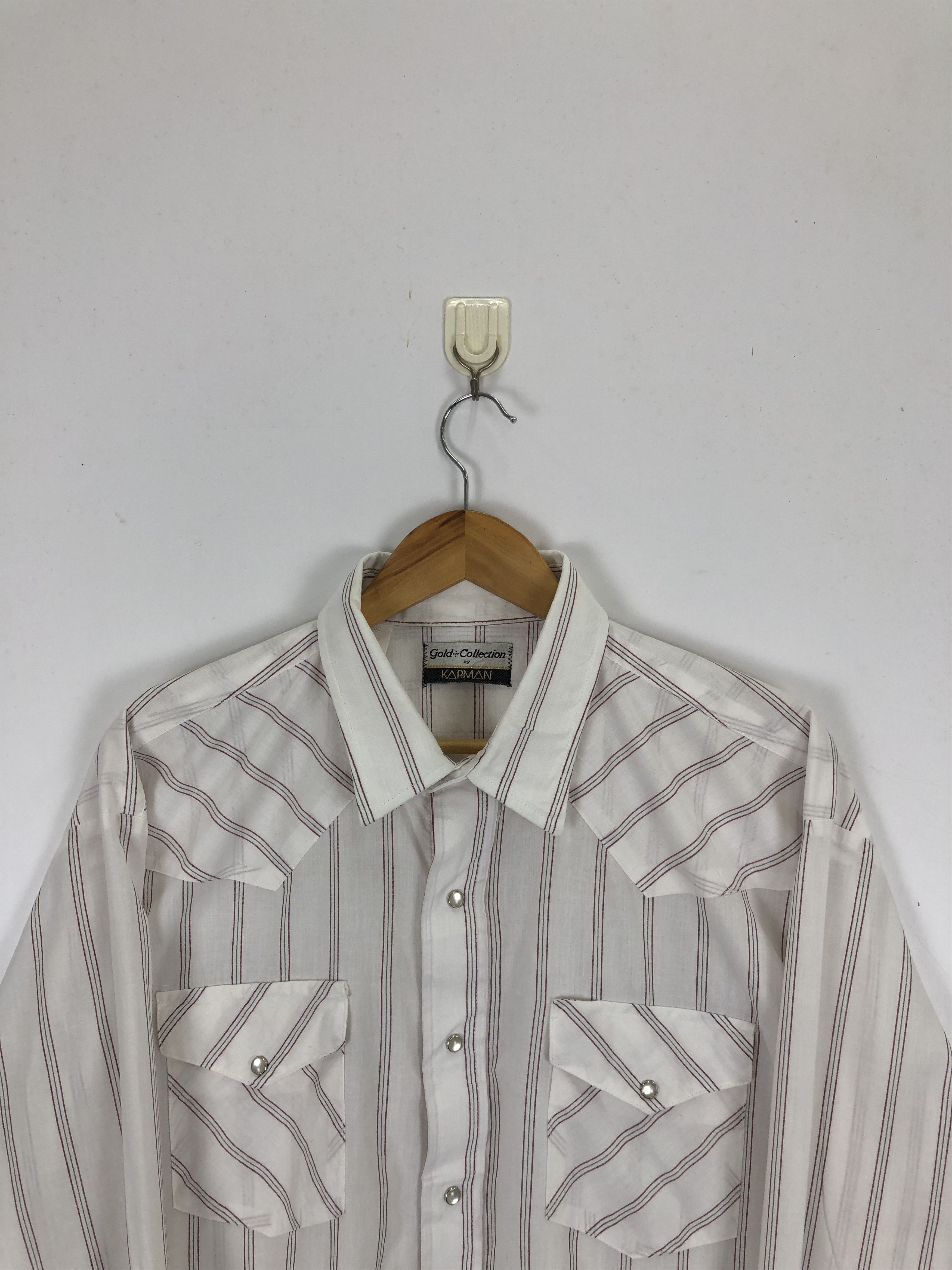 Japanese Brand × Vintage Vintage 70s Karmen Double Pocket Stripe Western Shirt TA0484 Size US XL / EU 56 / 4 - 2 Thumbnail
