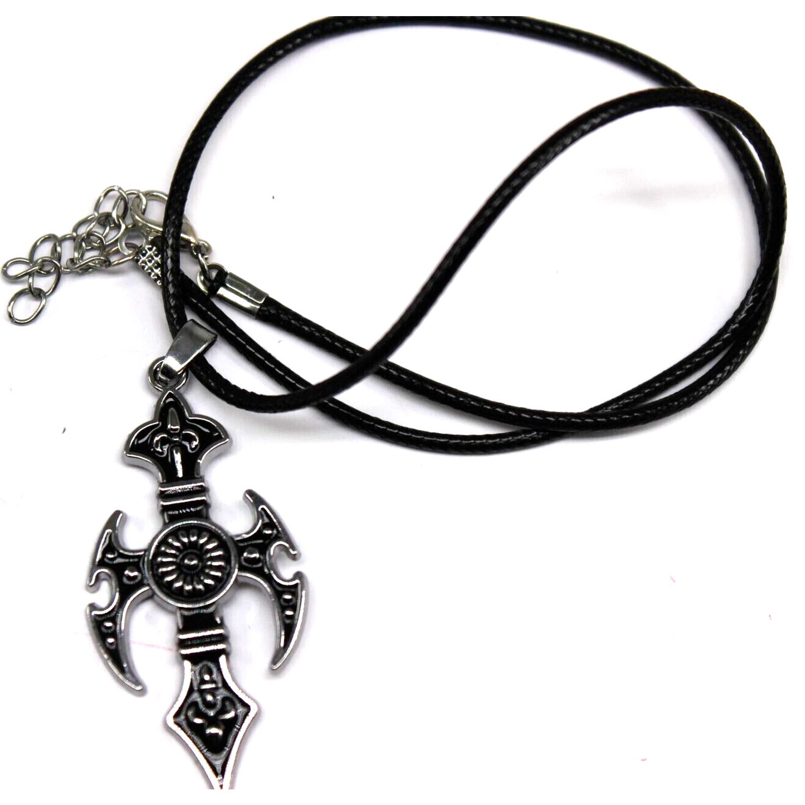 Other Ornate Viking Cross 17" Black Cord 2" Extender Embossed Size ONE SIZE - 1 Thumbnail