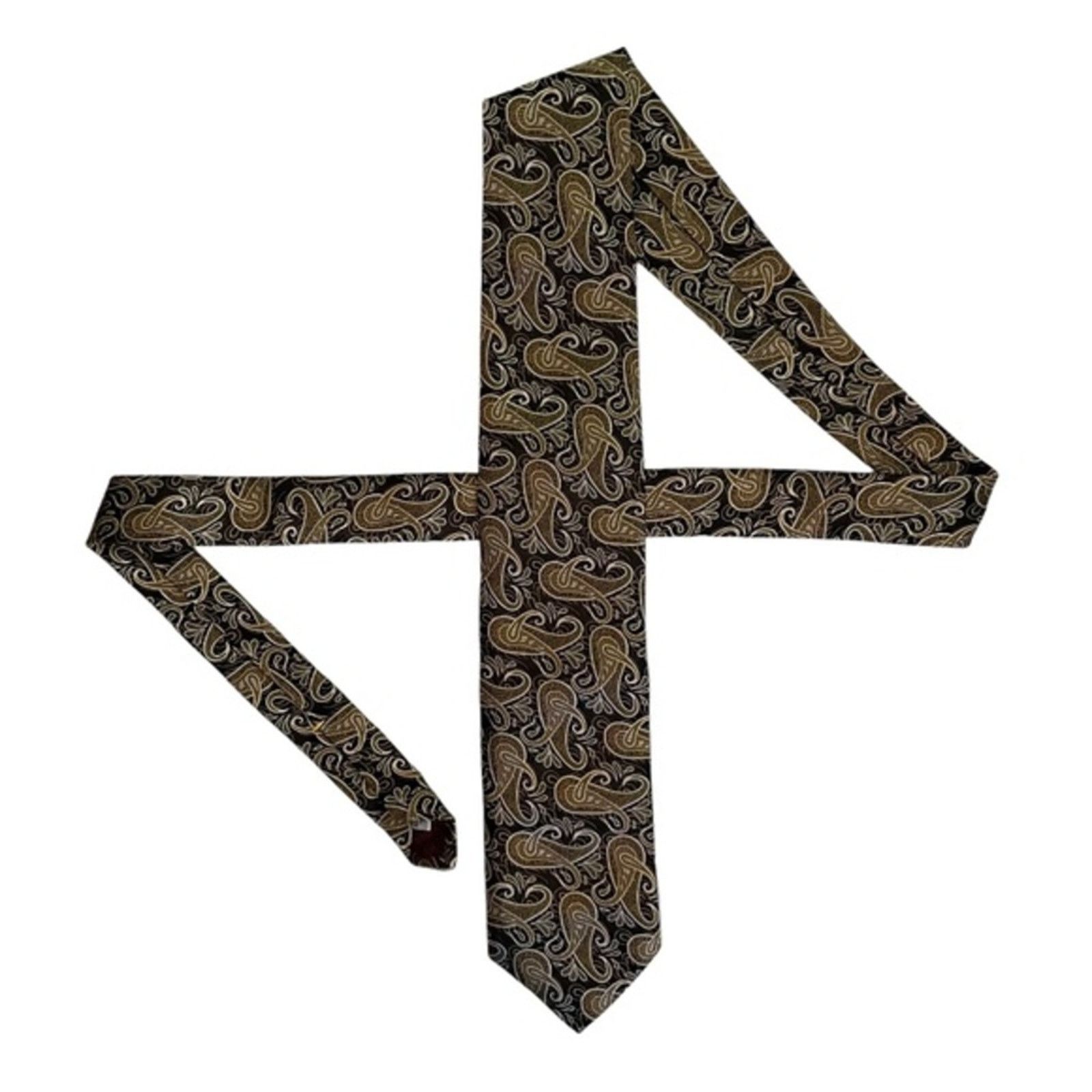 Vintage × XMI Platinum Vintage XMI for Nordstrom Neutrals Paisley Brocade Silk Tie Size ONE SIZE - 2 Thumbnail