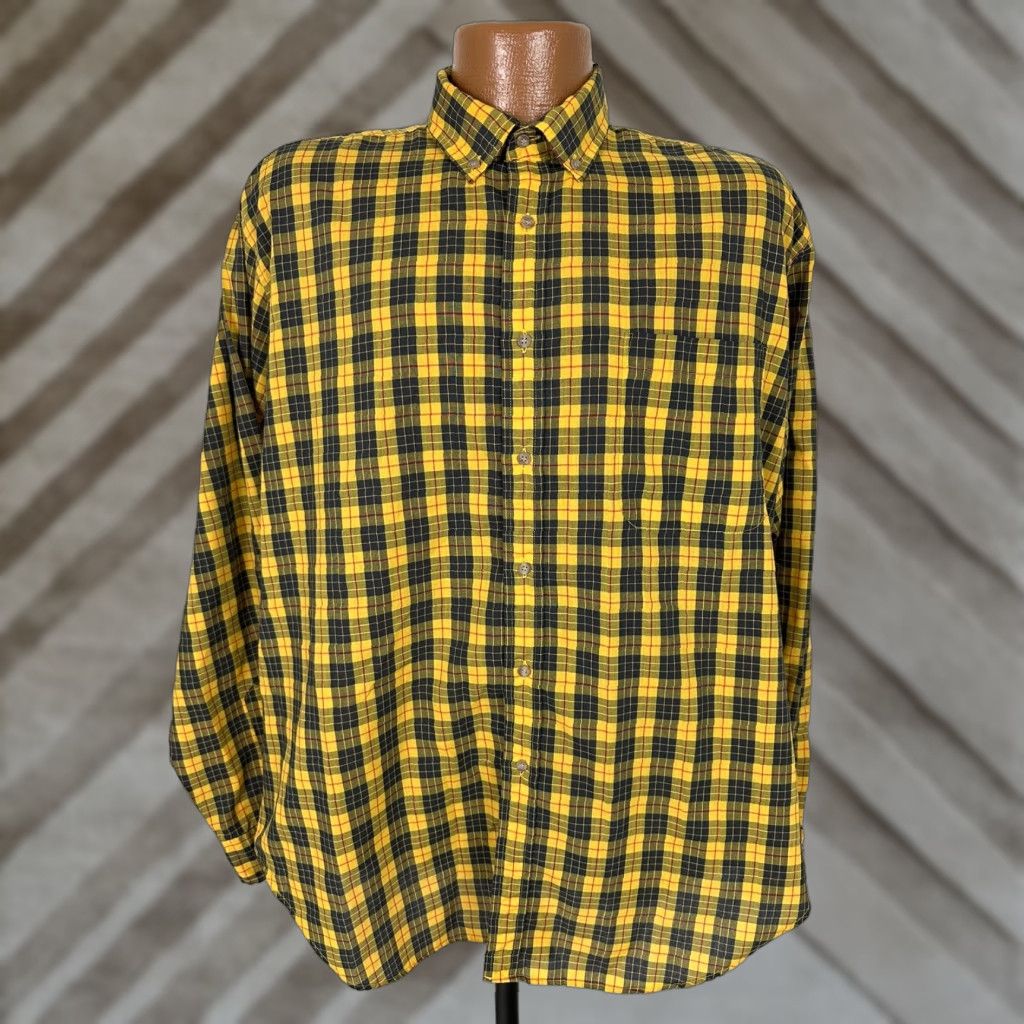 Gap VINTAGE Gap Shirt Men Large Plaid Yellow 80s Button-Up Casual Long Sleeve Cotton Polyester Size US L / EU 52-54 / 3 - 1 Thumbnail