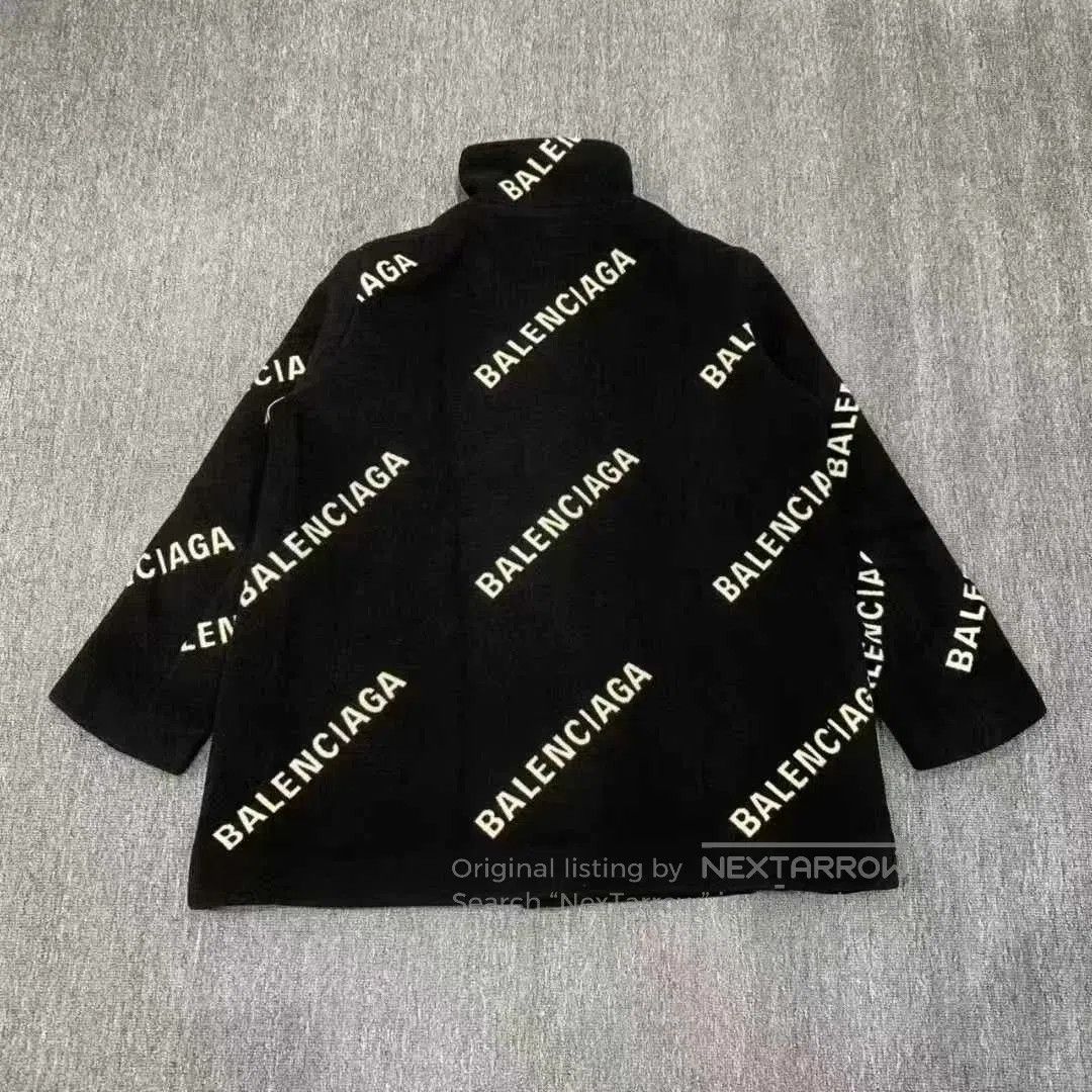 Balenciaga black wool coat with logo print. Size US S / EU 44-46 / 1 - 2 Thumbnail