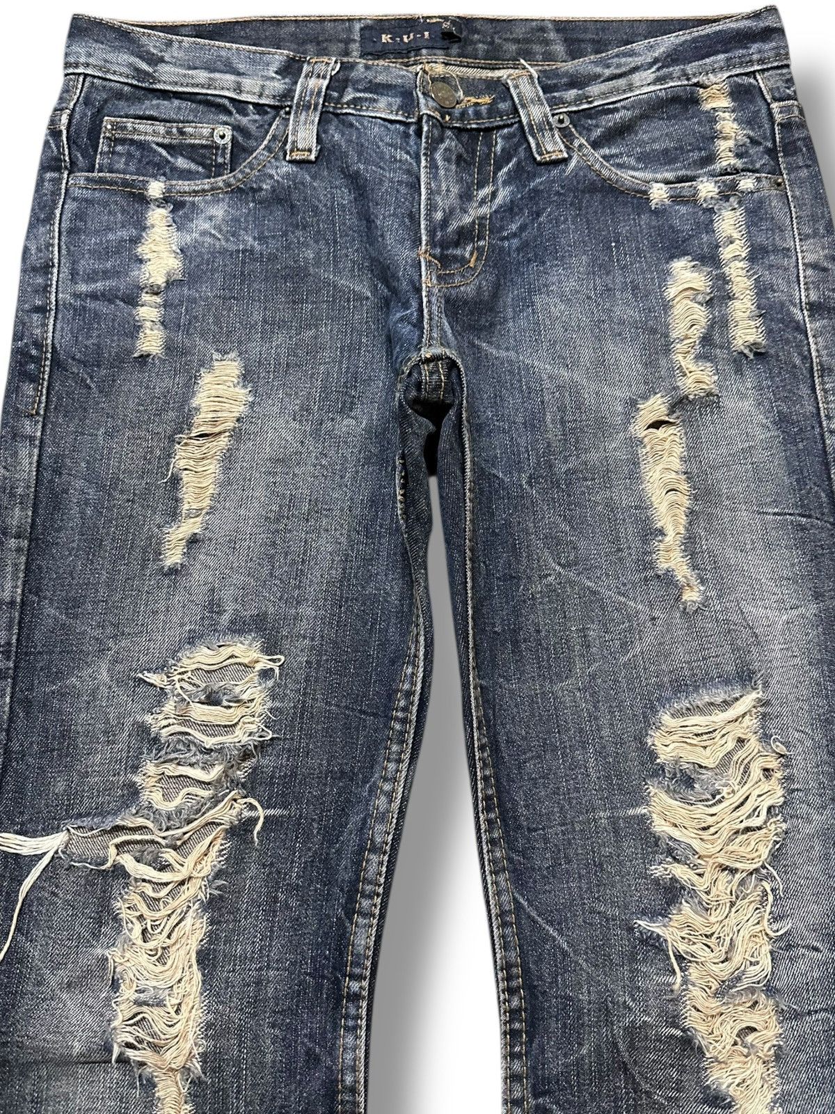 Junya Watanabe Vintage K.U.I Flare Bootcut Grunge Distressed Denim Size US 32 / EU 48 - 2 Thumbnail