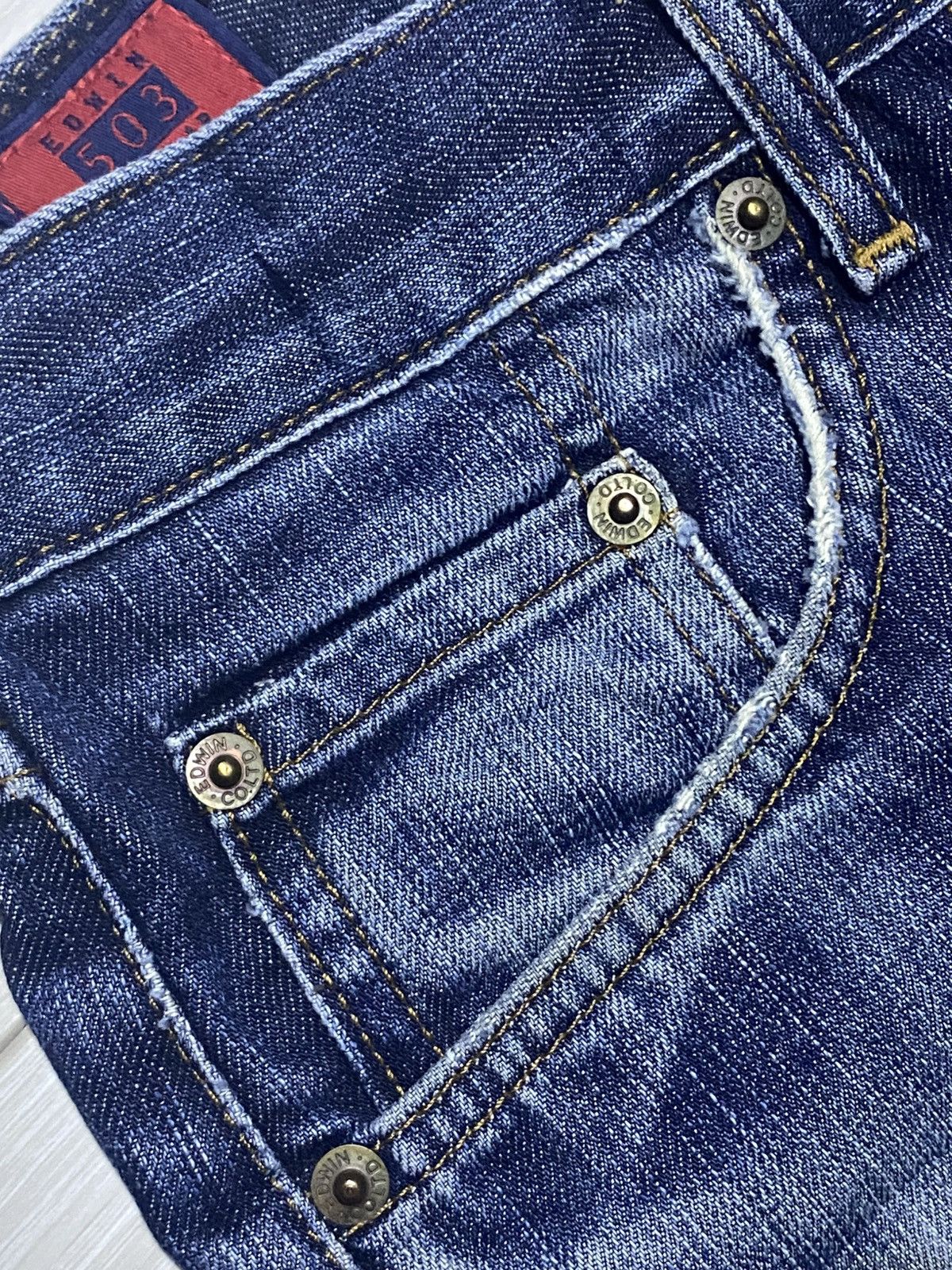 Edwin Vintage Edwin 503 Faded Wash Distressed Jeans Size US 27 - 7 Thumbnail