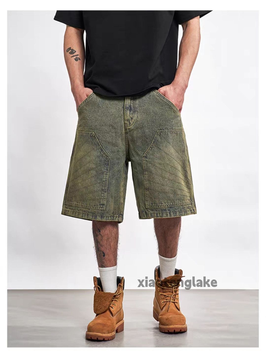 Vintage Unisex washed faded utility punk yuppie cargo shorts Size US 31 - 1 Thumbnail