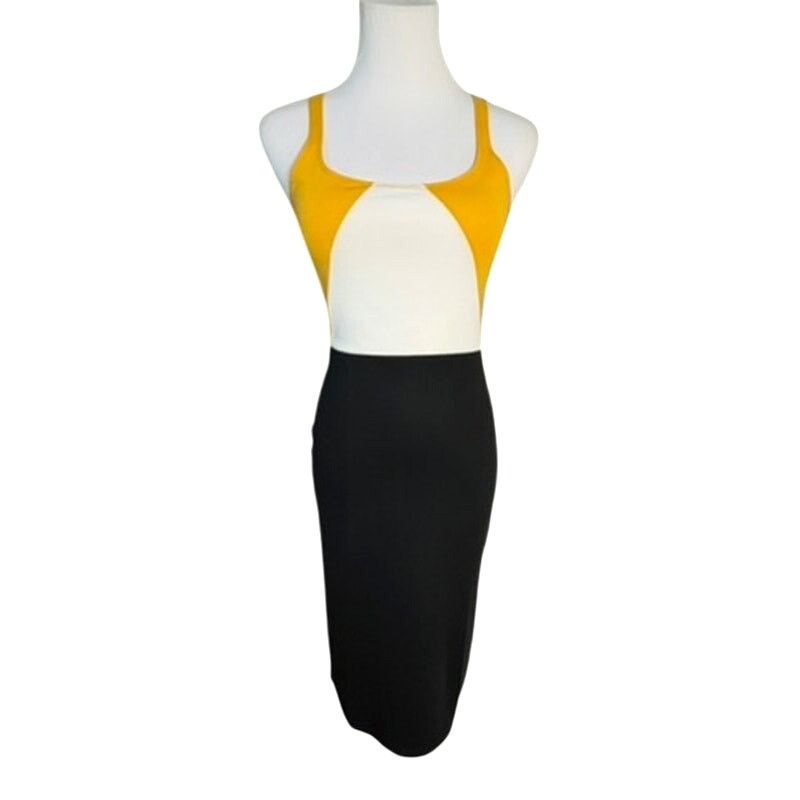Zara Zara Black Gold White Colorblock Bodycon Jersey Dress MEDIUM Size M / US 6-8 / IT 42-44 - 2 Thumbnail