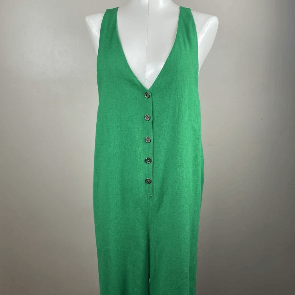 Free People Free People Jumpsuit Kelly Green Boho Overalls Jumpsuit XS Size 25" / US 0 / IT 36 - 2 Thumbnail