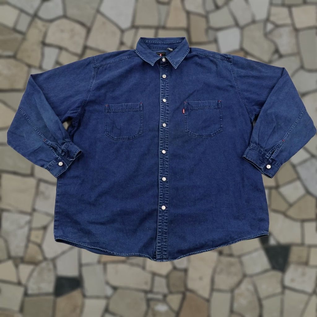 Levi's VINTAGE Levis Shirt Mens 2XL XXL Blue Denim Jean Button Up Utility Field 90s Size US XXL / EU 58 / 5 - 1 Thumbnail