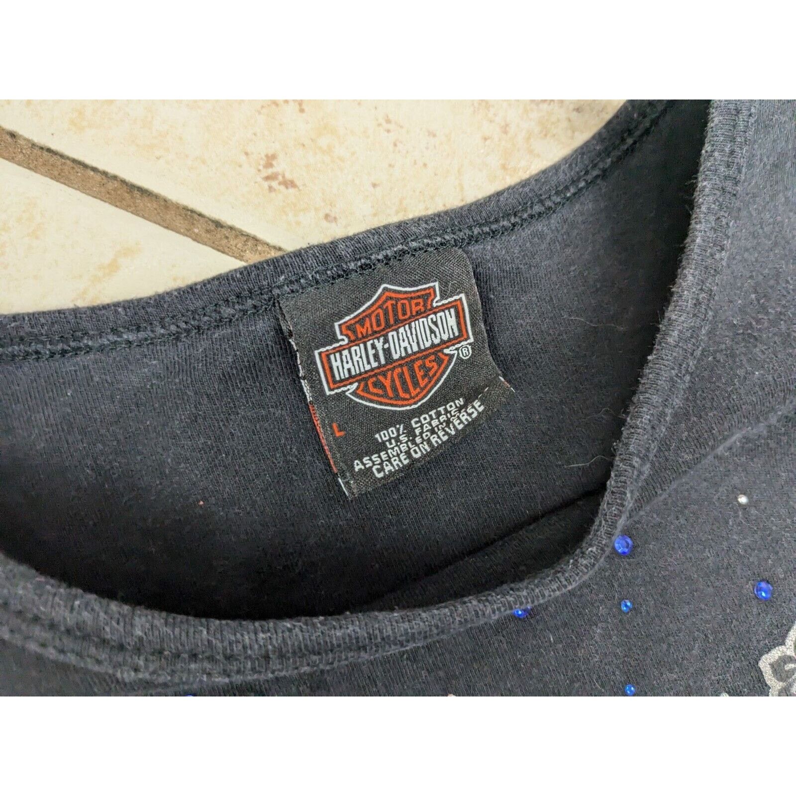 Harley Davidson Harley Davidson Shirt Sz L Black Rhinestones Logo Reno Size L / US 10 / IT 46 - 3 Thumbnail