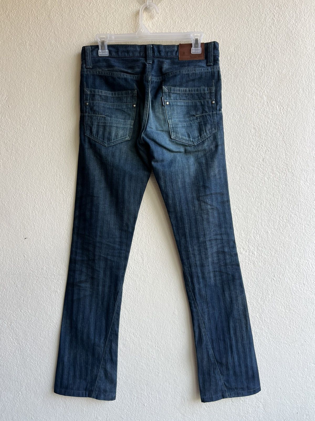 Tornado Mart Tornado Mart Striped HBT Waxed Denim Flare Jeans Size US 29 - 3 Thumbnail