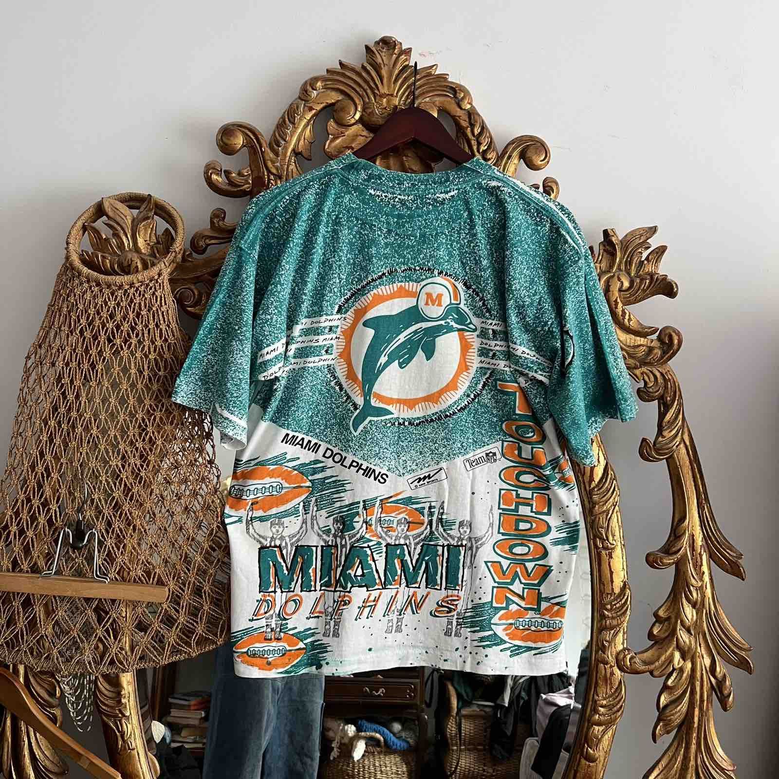 Vintage Vintage 90s Miami Dolphins AOP t shirt graphic tee Mendez Size US M / EU 48-50 / 2 - 2 Thumbnail