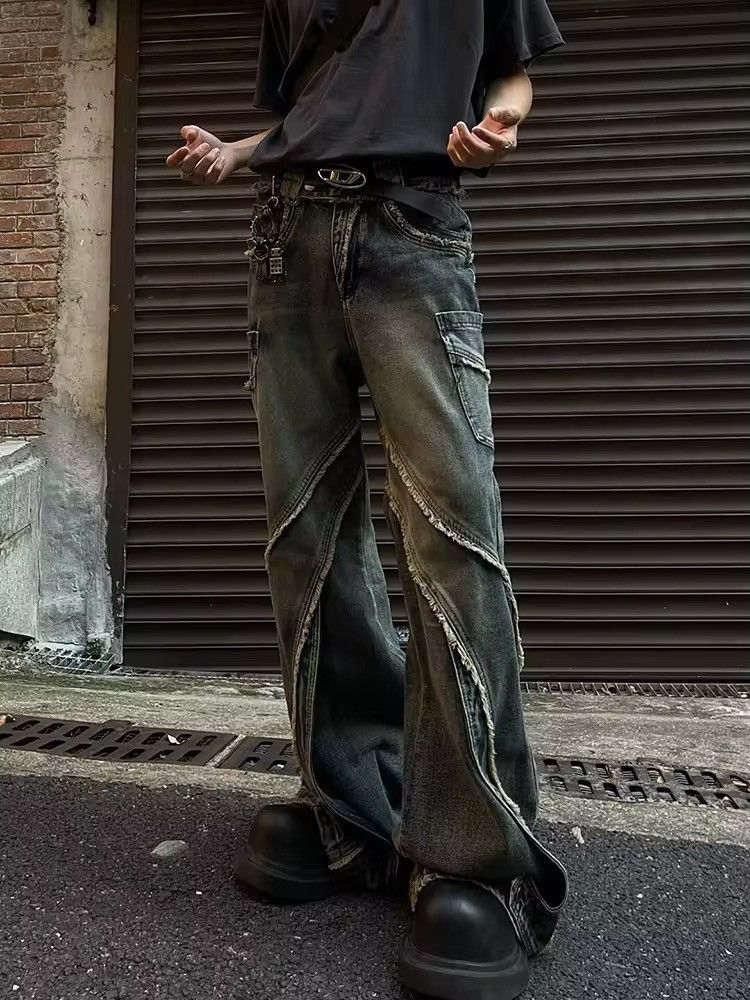 Japanese Brand × Jean Retro heavy-duty stitching raw edge micro-flared jeans y2k Size US 32 / EU 48 - 1 Thumbnail