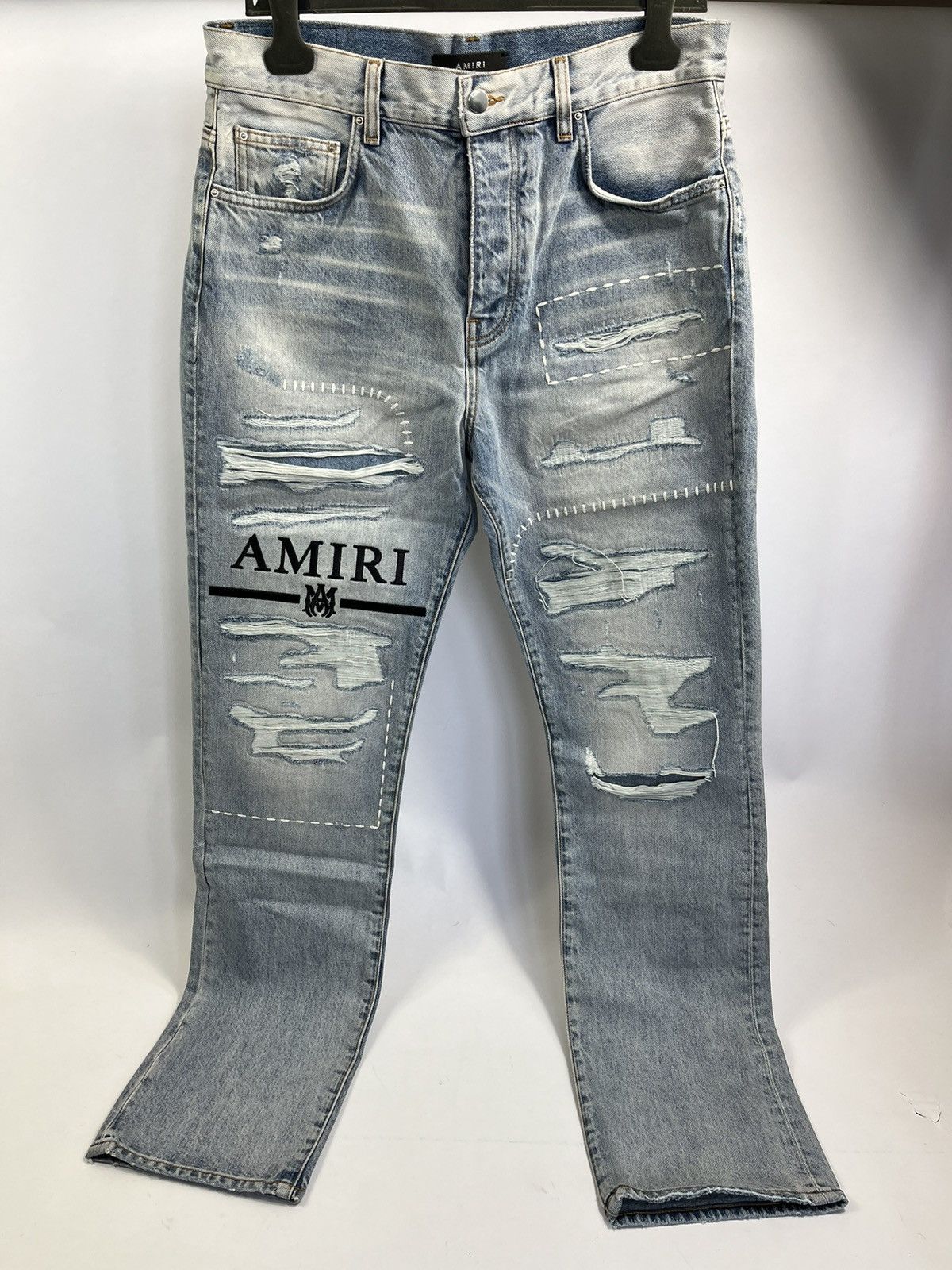 Amiri Amiri Light Blue Distressed Denim Size US 31 - 1 Thumbnail