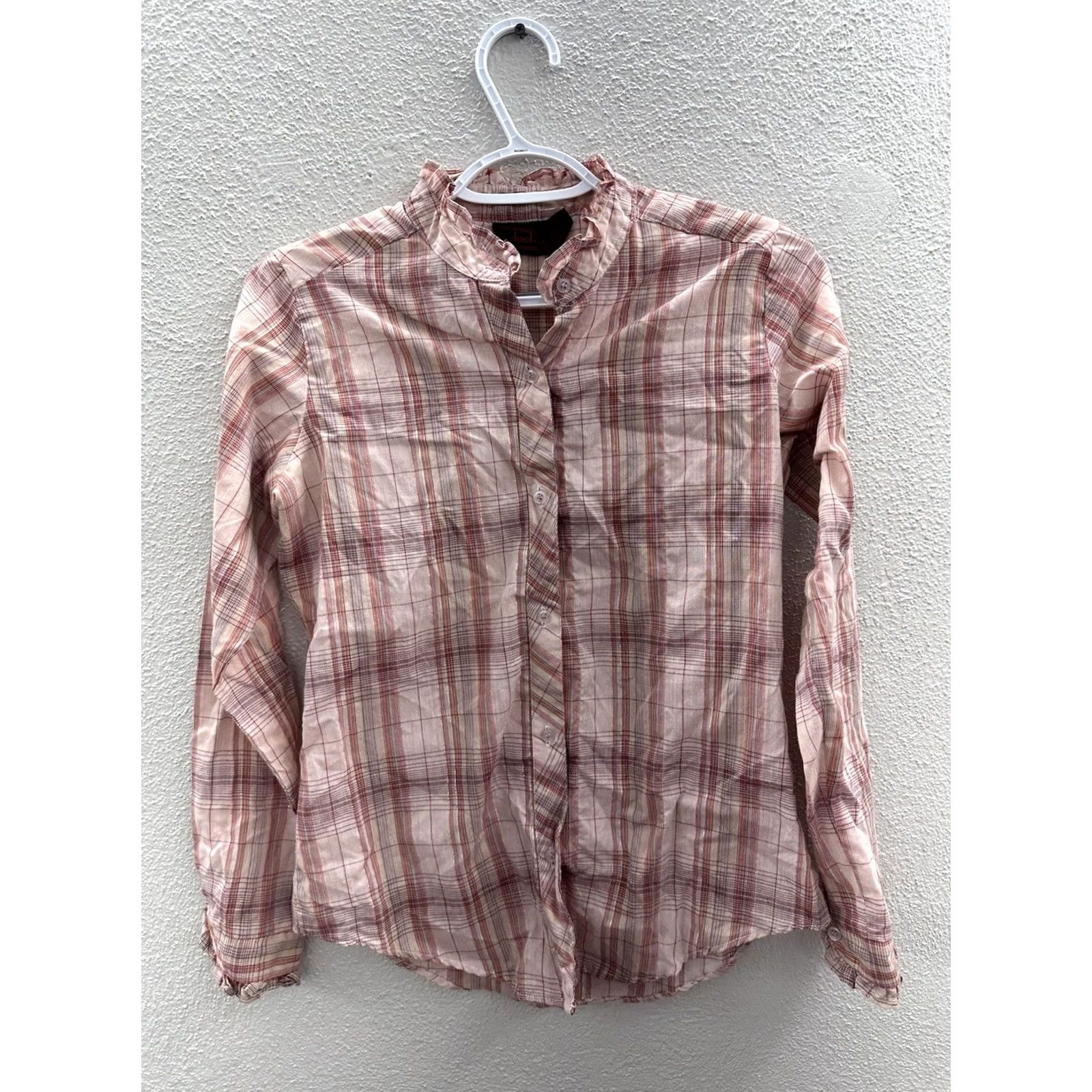 Pinko Womens Selection Shirt Size 7/8 Pink Plaid Long Sleeve Button Up Size M / US 6-8 / IT 42-44 - 2 Thumbnail