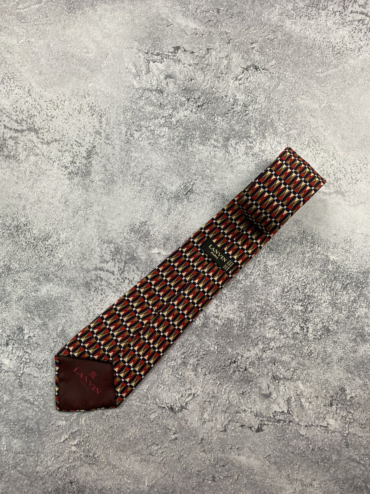 Lanvin Lanvin Tie 90s Geometric Cravatca Silk Y2K Classic Casual Size ONE SIZE - 1 Thumbnail