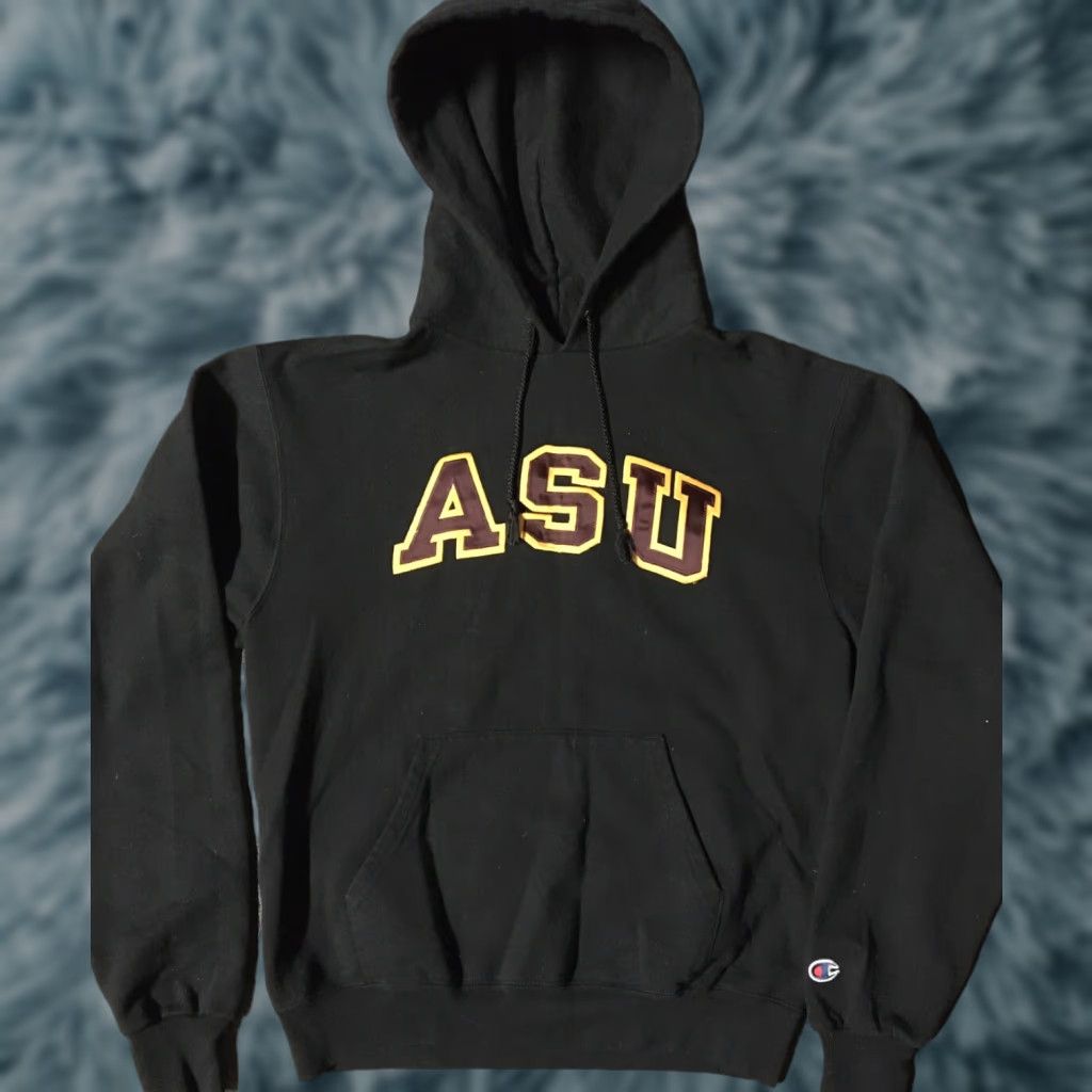 Champion VINTAGE Champion ASU Spellout Hoodie Sweatshirt Black Small Mens Pullover 90s College School Track Grunge Size US S / EU 44-46 / 1 - 1 Thumbnail