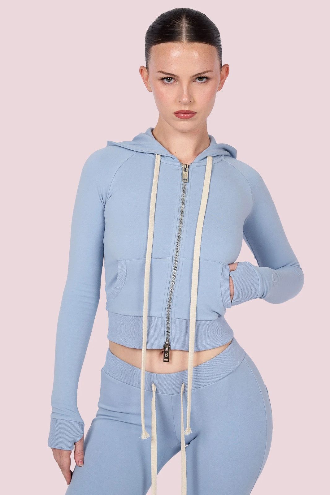 Body by Raven Tracy Body By Raven 'Body Knitwear' Powder Blue Zip Up Hoodie Size S / US 4 / IT 40 - 1 Preview