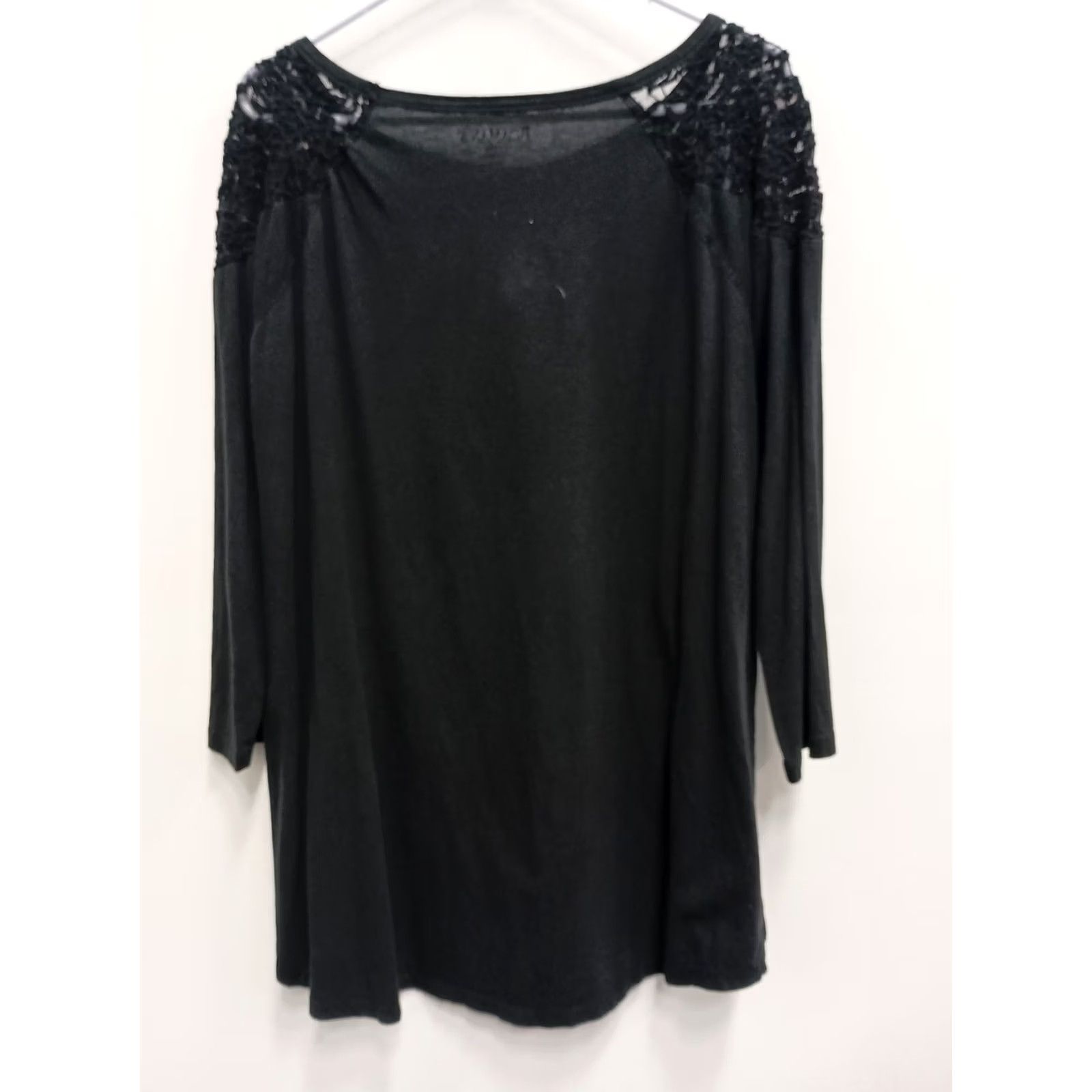 Vintage Roaman'S BOHO Whimsygoth Tunic Top Sz 18/20 Black Floral Lace 3/4 Sleeve, Pre-Owned, In Excellent Condition, 25 in x 31 in Size XXL / US 16-18 / IT 52-54 - 7 Thumbnail