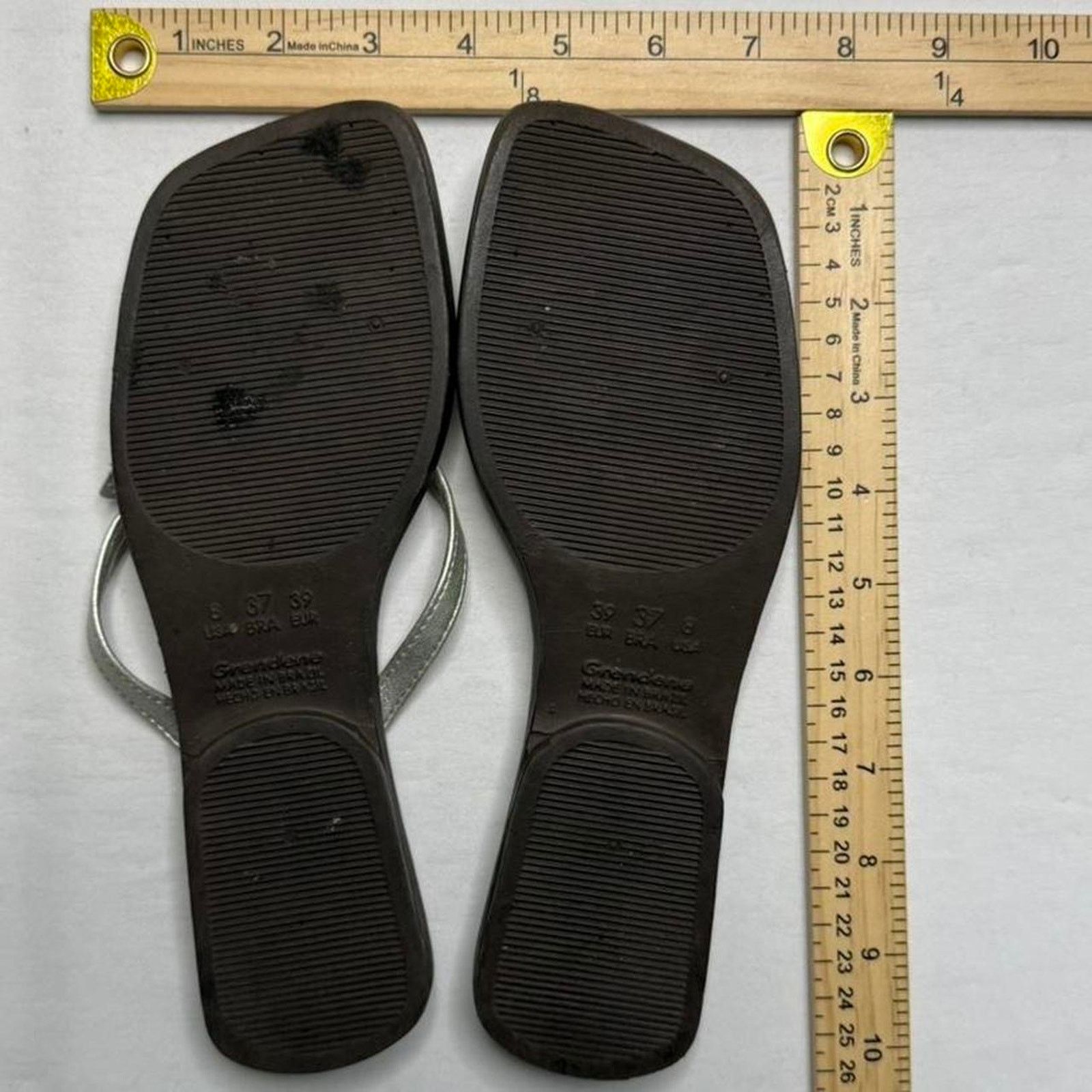 Zara Square Toe Y2K Tropical Summer Silver flip flops size 8 Size US 8 / IT 38 - 8 Thumbnail