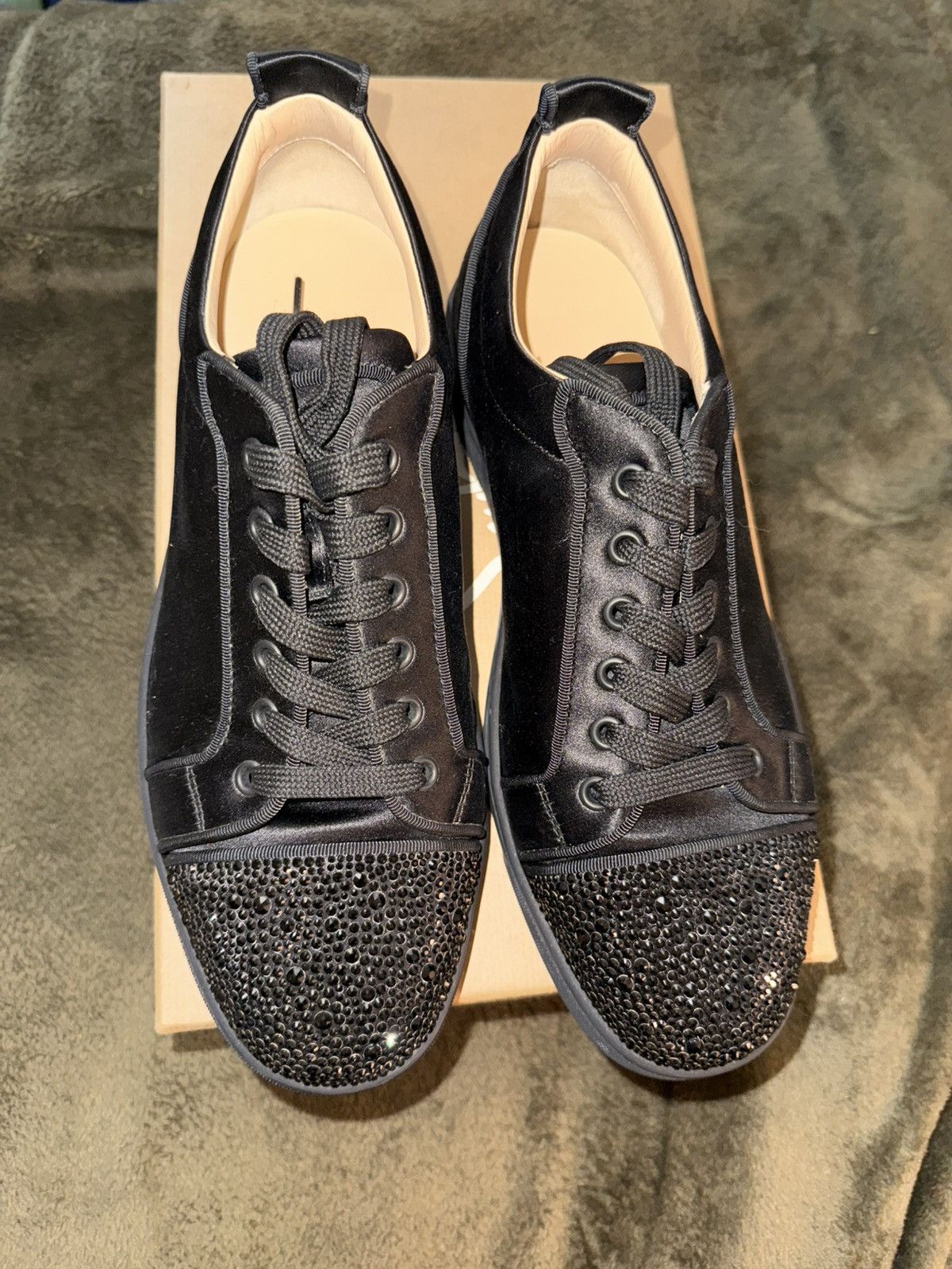 Christian Louboutin Louboutin Louis J Strass Orlato Flat Satin/GG Size US 9 / EU 42 - 1 Thumbnail