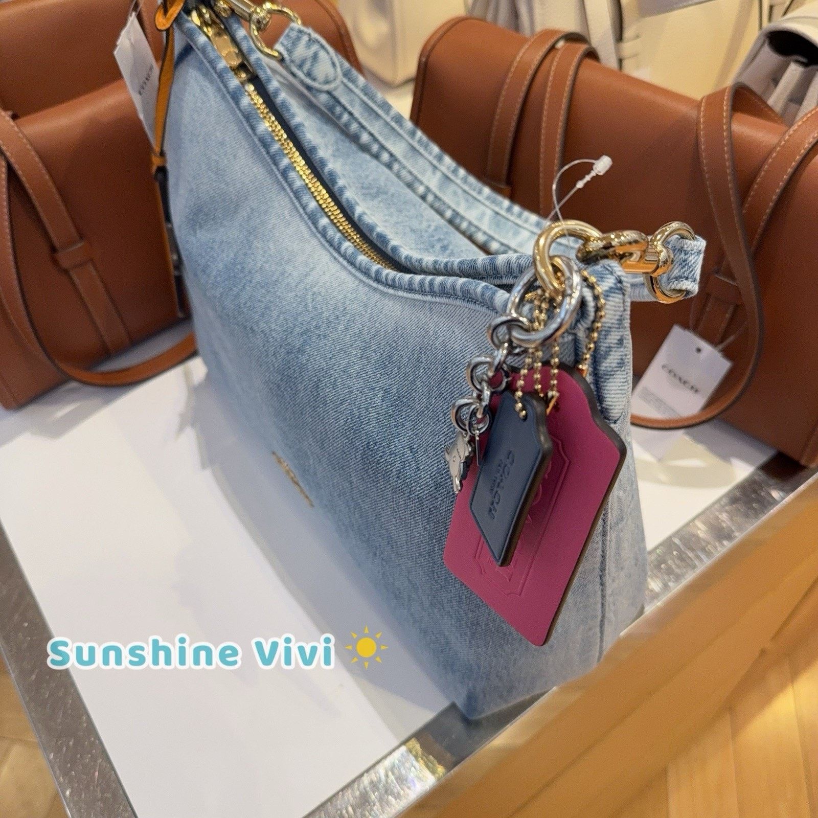 Coach NWT Coach CEF26 Laurel Shoulder Bag Loved Denim Charms Size ONE SIZE - 2 Thumbnail