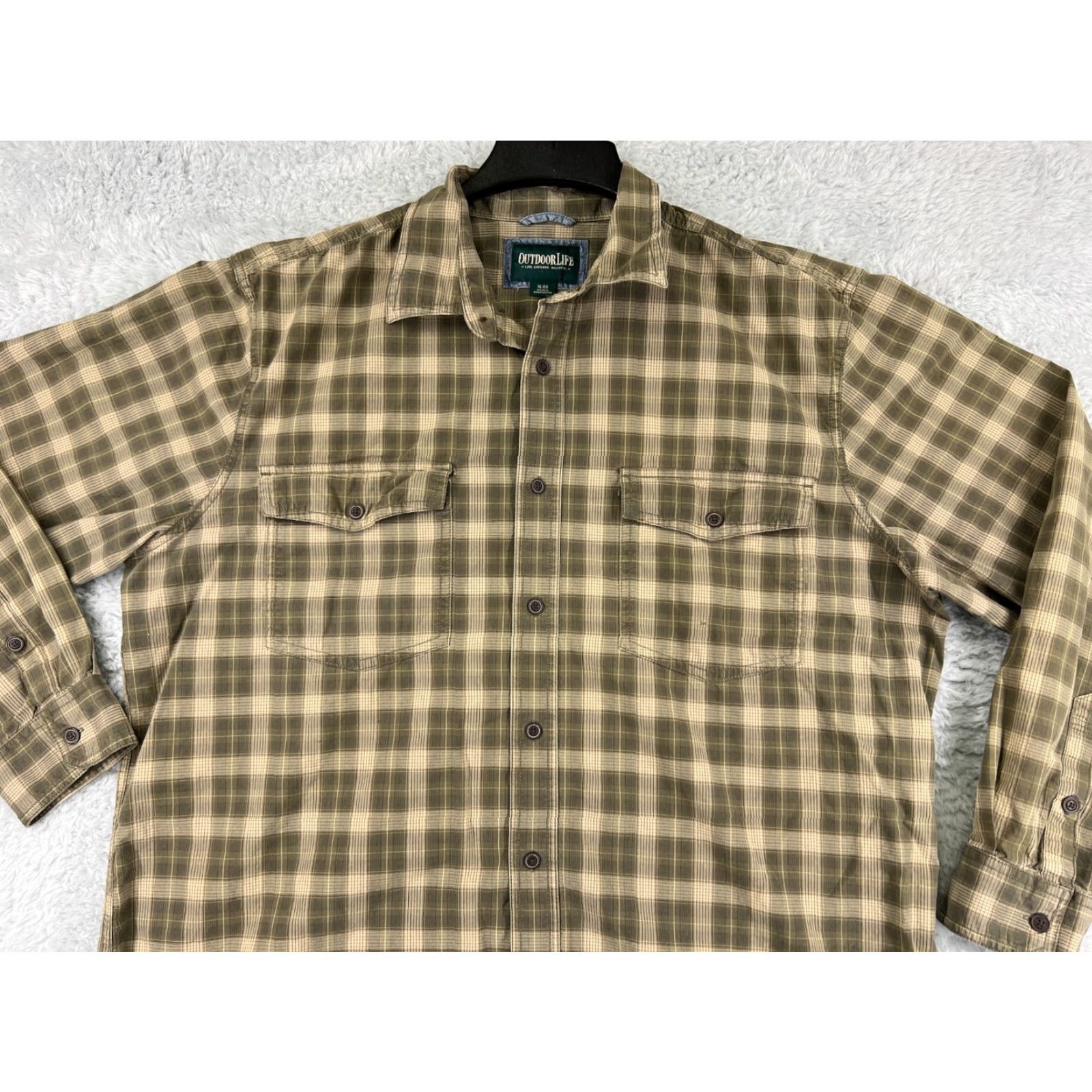 Alife Outdoor Life Button-Up Shirt Men XL Yellow Plaid Cotton Short Sleeve Casual Workwear 2010s Size US XL / EU 56 / 4 - 4 Thumbnail