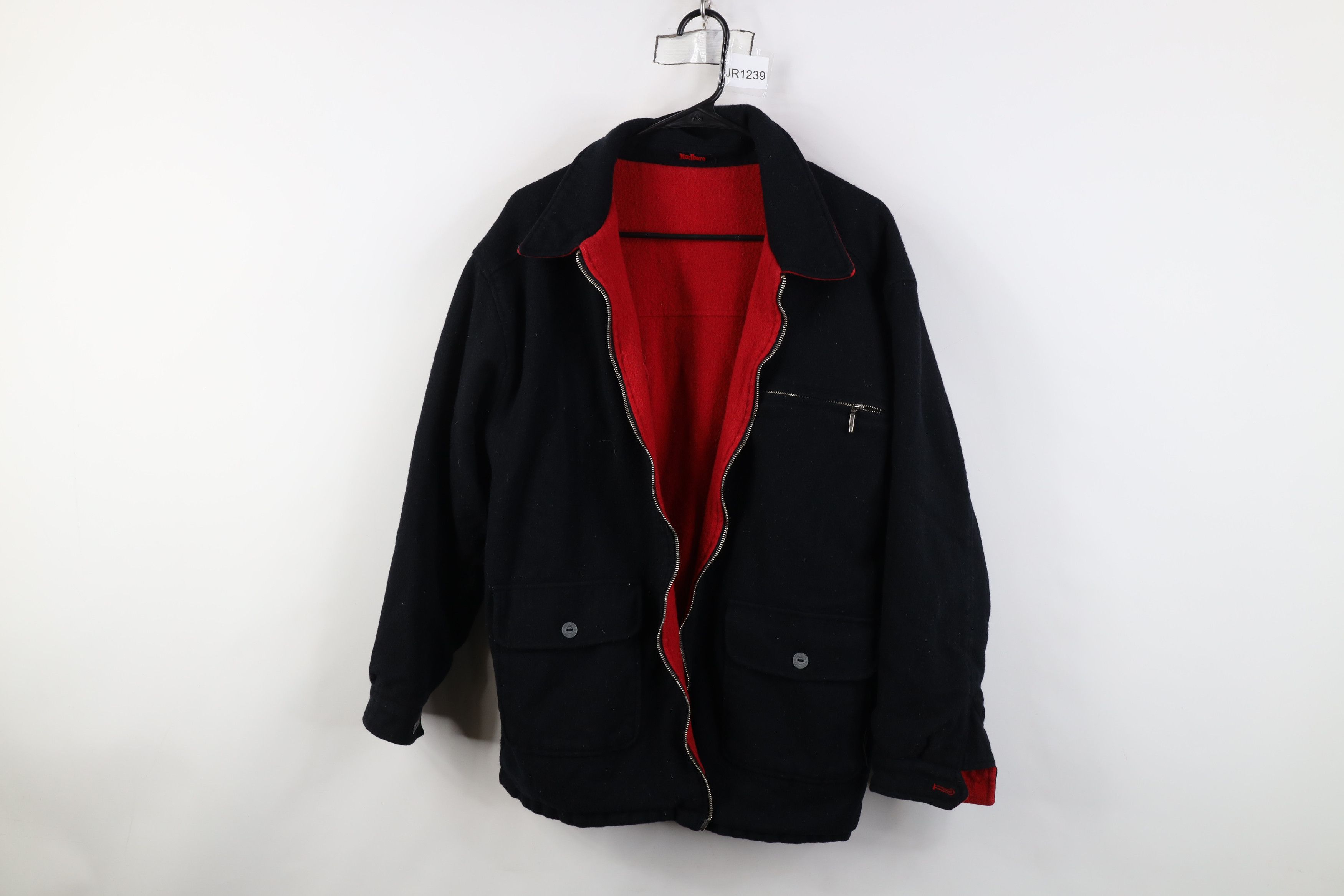 Marlboro AS IS Vintage 90s Marlboro Reversible Wool Bomber Jacket Size US M / EU 48-50 / 2 - 12 Thumbnail