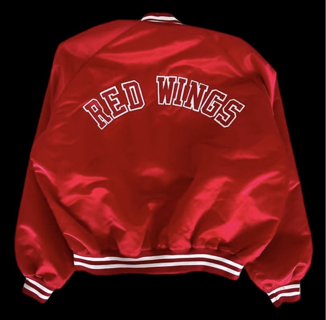 image of 80's Detroits Red Wings Nhl Varsity Satin Coach Jacket, Men's (Size 2XL)