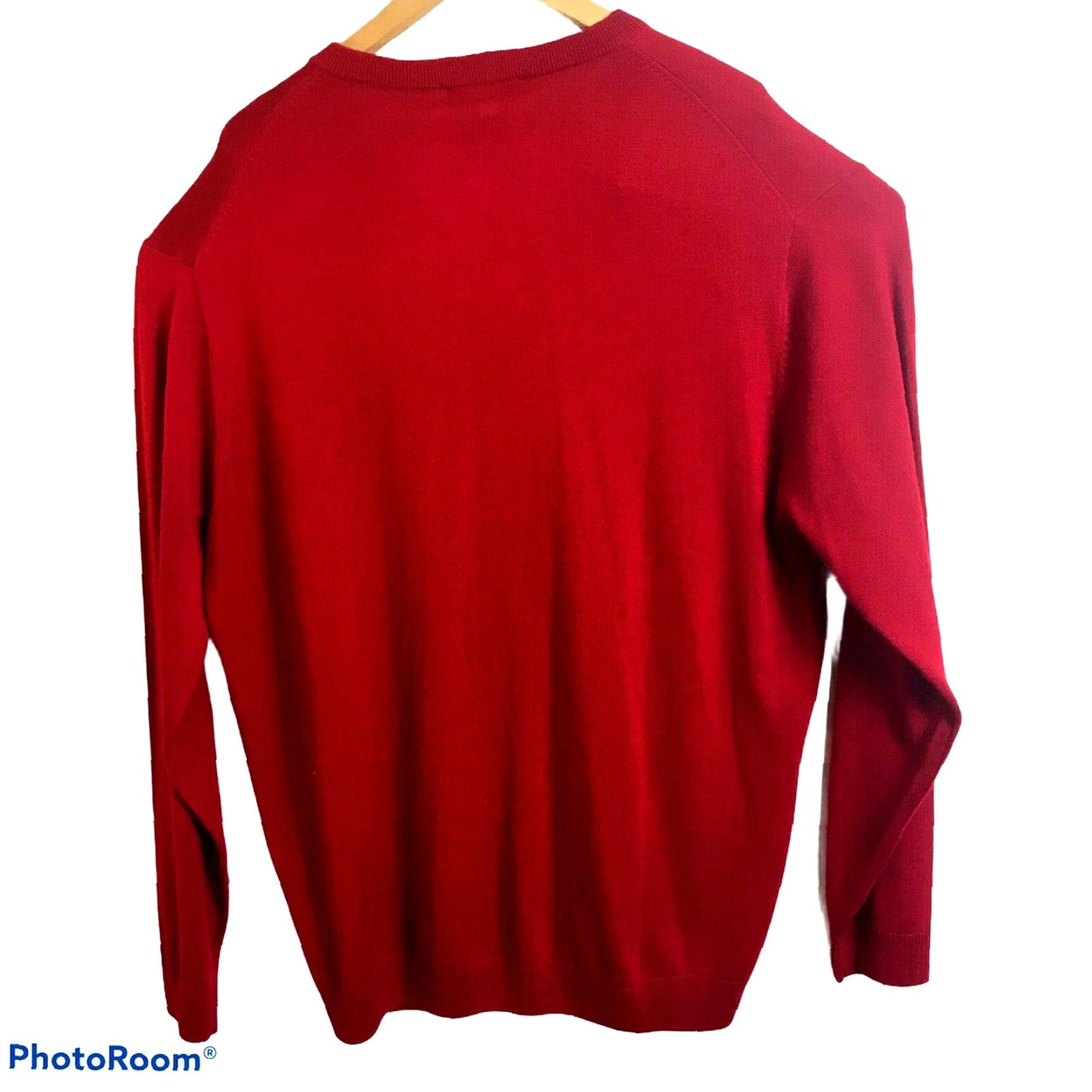 Vintage Turnbury Sweater Mens 2XT 2XLT Big & Tall V-Neck Red Merino Wool Biella Yarn Pullover Size US XXL / EU 58 / 5 - 5 Thumbnail