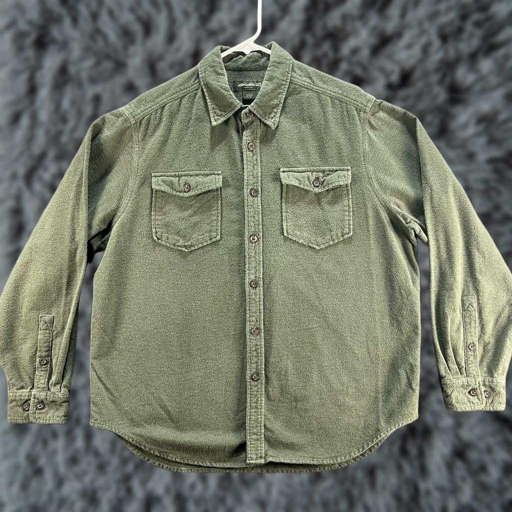 Eddie Bauer Eddie Bauer Fleece Shirt Jacket Mens Large Olive Green Button Front Shacket Size US L / EU 52-54 / 3 - 1 Thumbnail