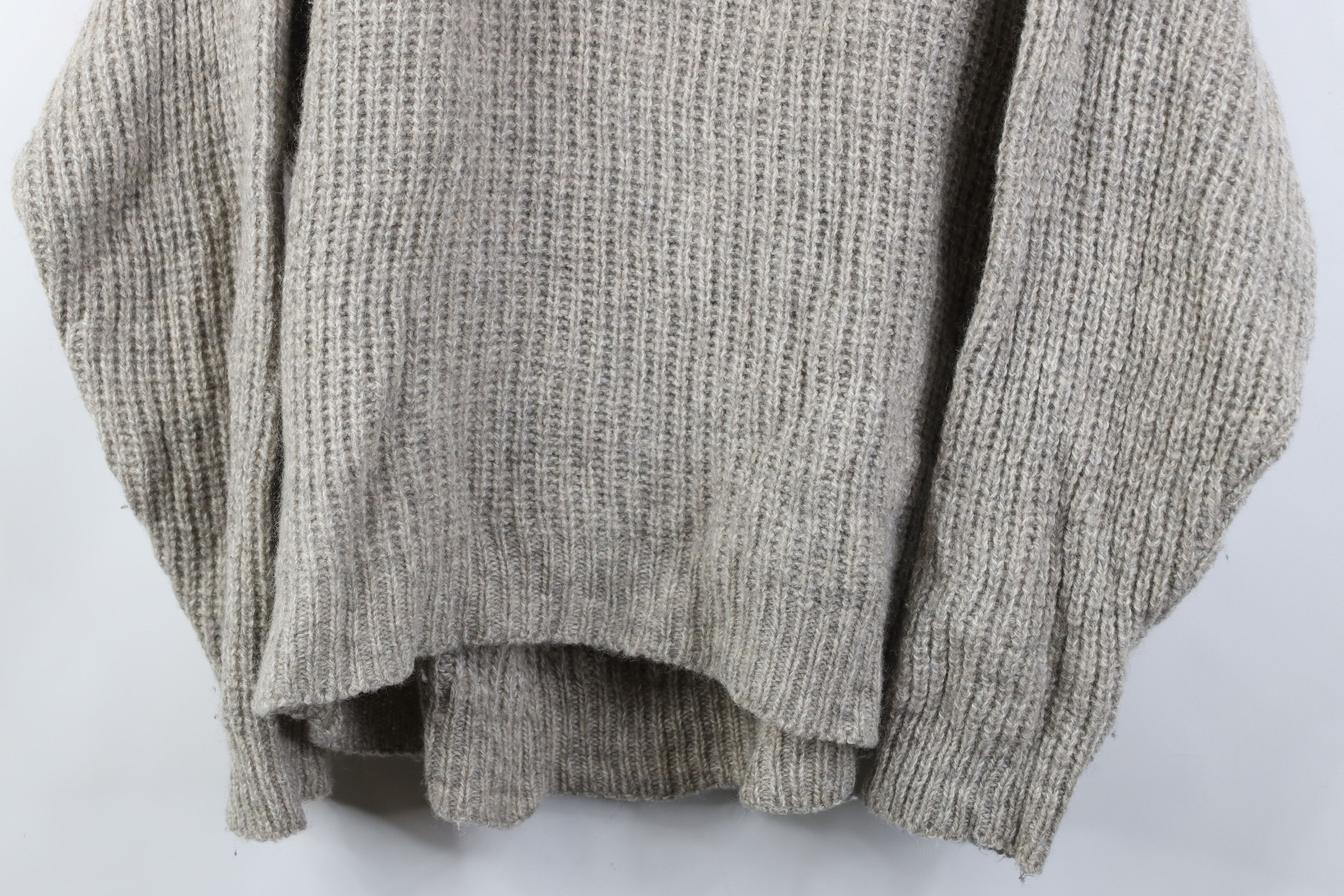 Eddie Bauer Vintage 90s Eddie Bauer Ribbed Knit Shawl Sweater Beige Size US L / EU 52-54 / 3 - 3 Thumbnail