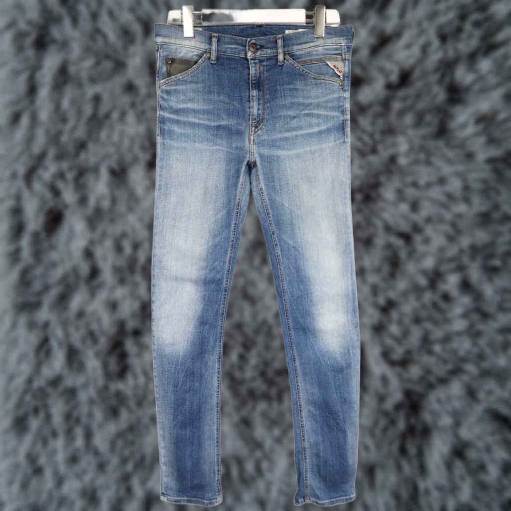Replay REPLAY Slimpar Jeans Men's W33/L32 Slim Fit Faded Whiskered Blue Denim Zip Fly Size US 33 - 1 Thumbnail