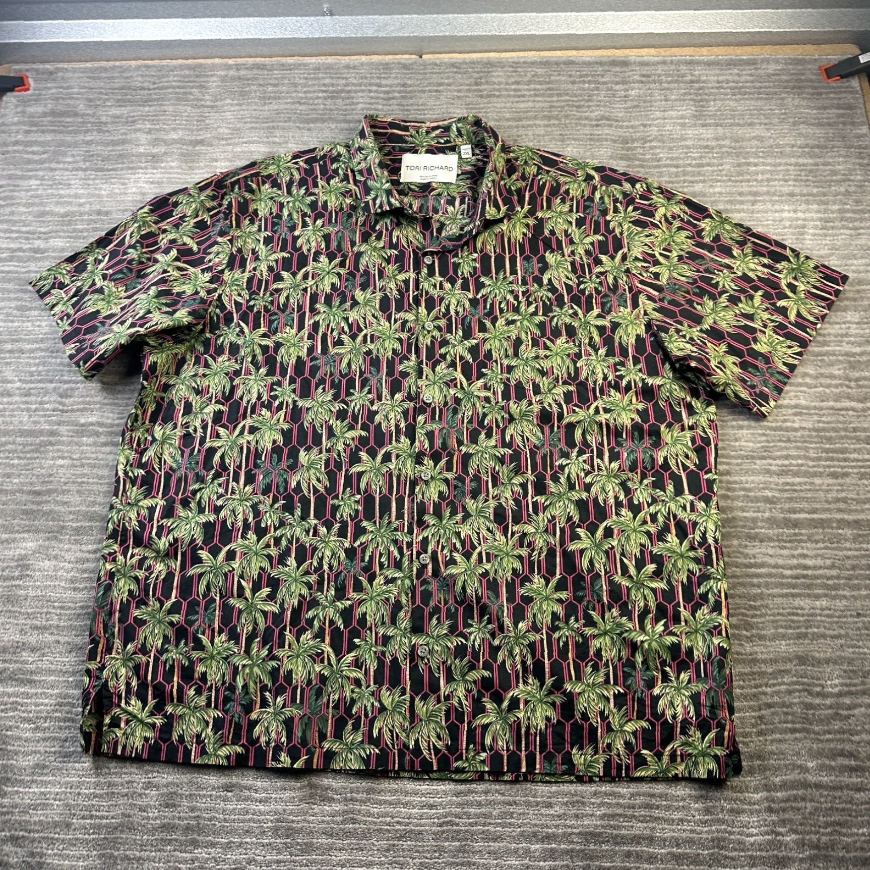 Tori Richard Tori Richard Shirt 2XL Mens Green Geometric Button-Up Short Sleeve Hawaiian Size US XXL / EU 58 / 5 - 2 Thumbnail