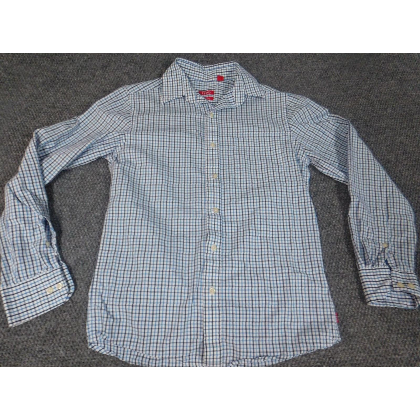 Izod IZOD Shirt Slim Fit Mens Small Blue Plaid Button-Down Long Sleeve, Collared, Button-Up, Knit Cotton, Pocket, Logo, Vintage: No, American, Regular Size Size US S / EU 44-46 / 1 - 2 Thumbnail