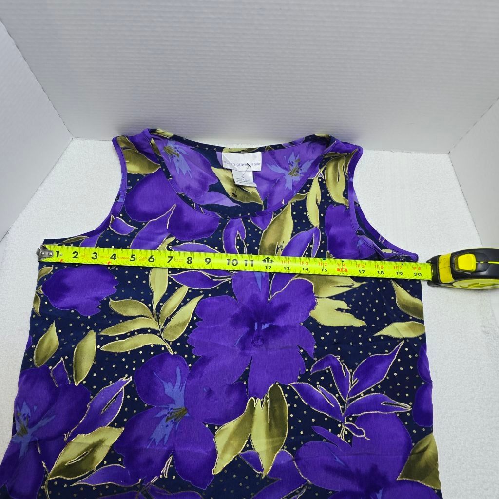The Unbranded Brand Women's Susan Graver Tank Top M Purple Green Floral Size M / US 6-8 / IT 42-44 - 7 Thumbnail