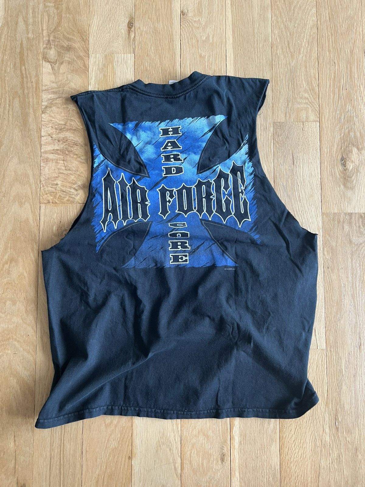 Vintage Black hardcore airforce cut off shirt Size US XL / EU 56 / 4 - 5 Thumbnail