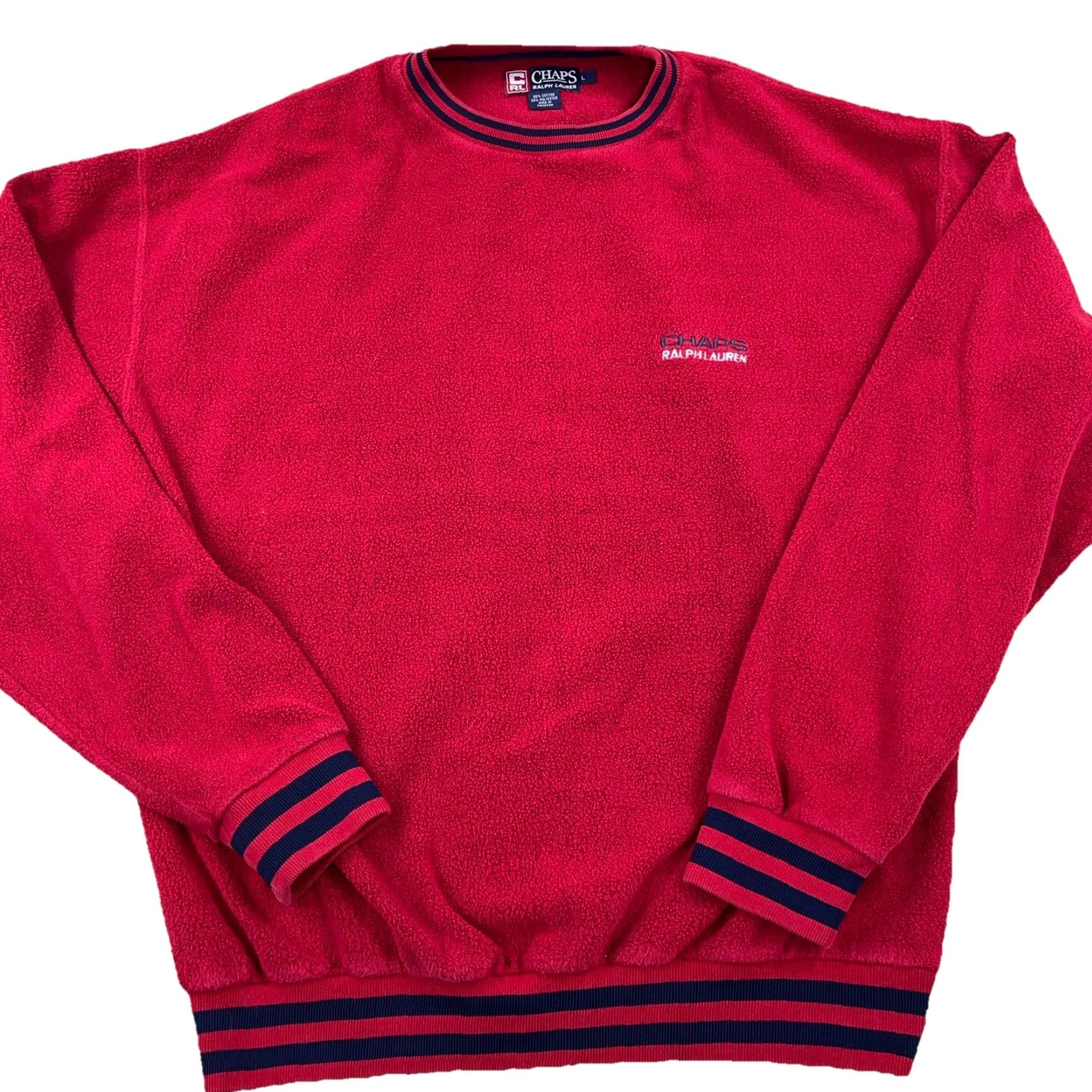 Chaps VINTAGE Chaps Ralph Lauren Sweatshirt Men XL Red Crewneck Fleece Knit Pullover Long Sleeve Buttoned Warm 90s Y2K Mens Size US XL / EU 56 / 4 - 2 Thumbnail