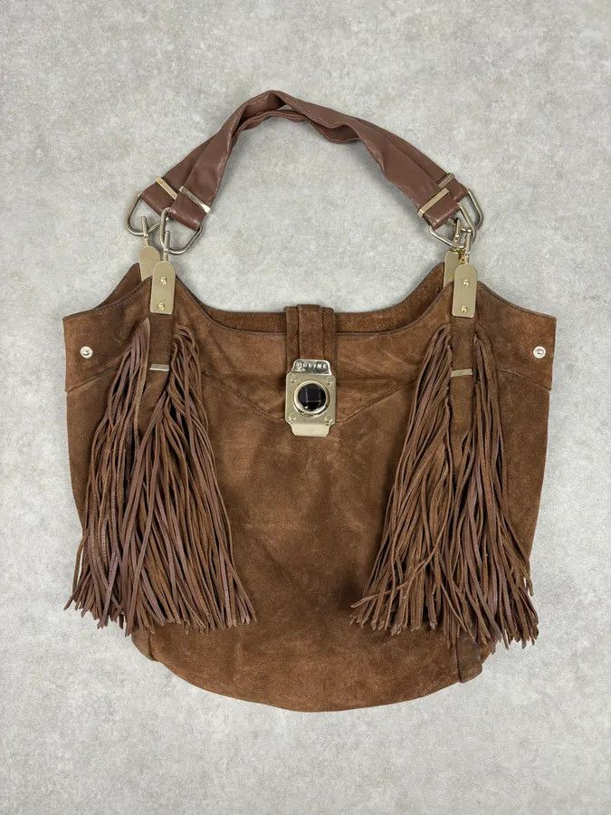 Celine 2000s Celine Brown Suede Fringe Shoulder Bag Size ONE SIZE - 1 Thumbnail