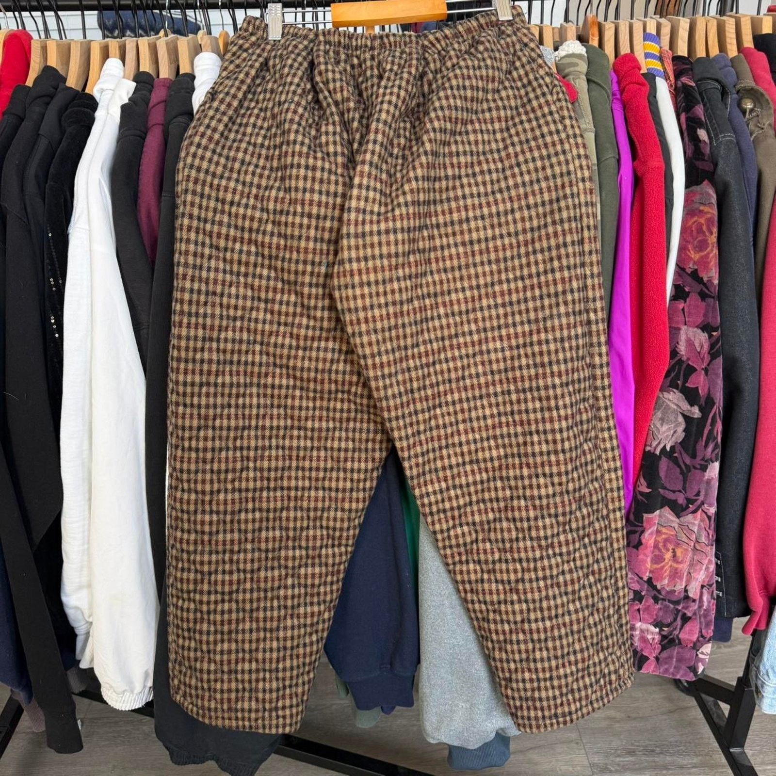 Other Vintage 70s or 80s Chinese Plaid Thick Pants, Super Unique Size US 28 / EU 44 - 6 Thumbnail