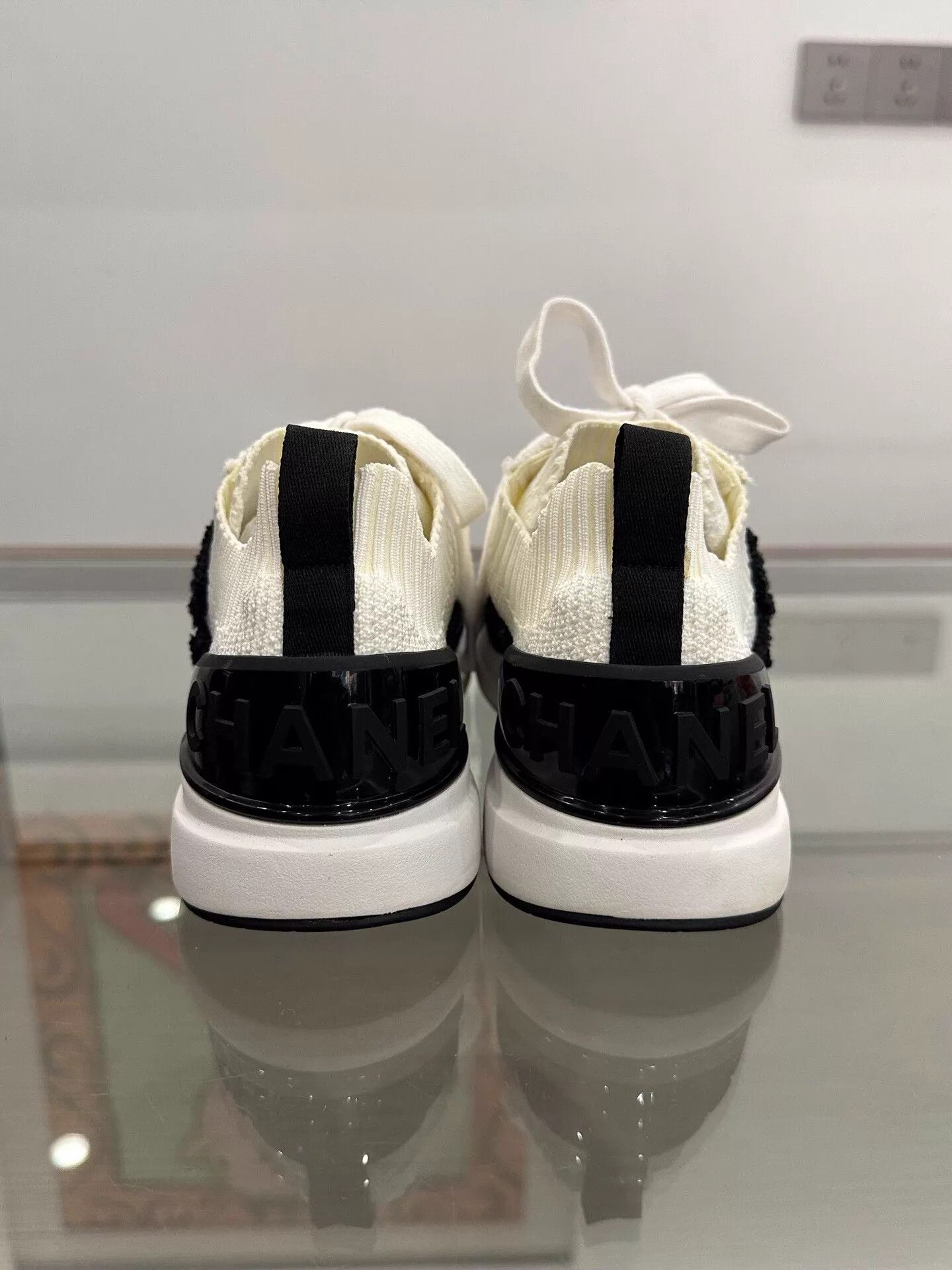 Chanel Chanel Women's Black & White Panda Knit Sock Sneaker Size US 5 / IT 35 - 5 Thumbnail
