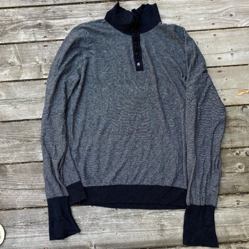 Armani Vintage Armani Silk Blend Button Up Quarter Zip Sweater Lar Size US L / EU 52-54 / 3 - 2 Thumbnail