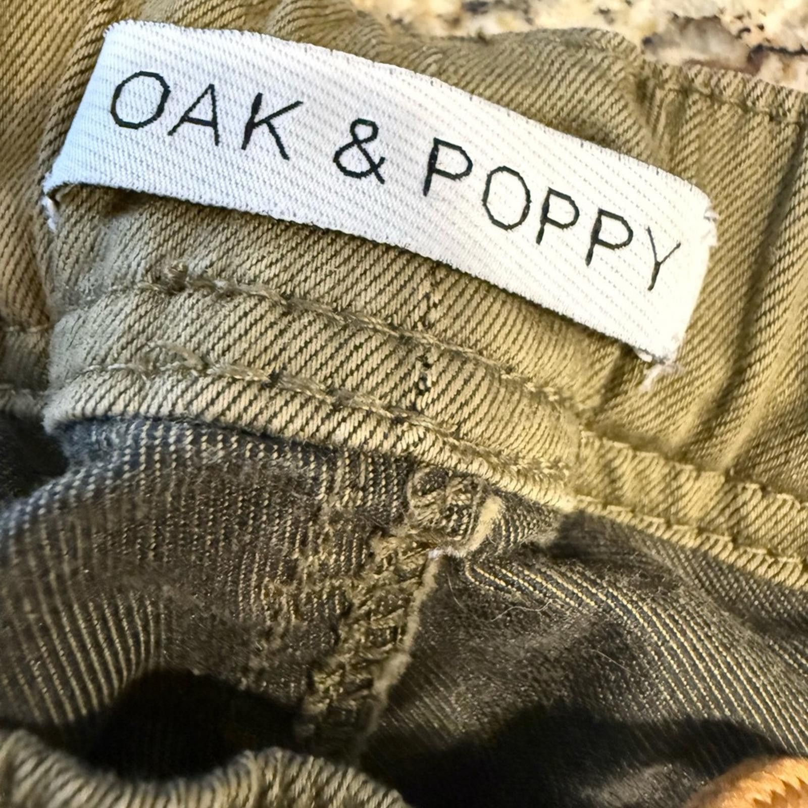 Other Oak & Poppy khaki pants elastic waist & cuffs SZ 8 FLAW Size 30" / US 8 / IT 44 - 3 Thumbnail