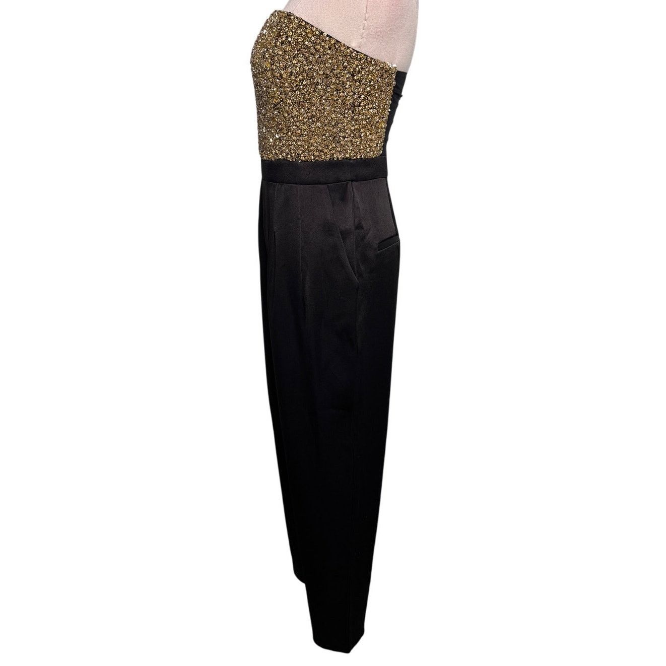 Alice + Olivia Alice + Olivia Jeri Rhinestone Jumpsuit black gold size 2 Size 26" / US 2 / IT 38 - 9 Thumbnail