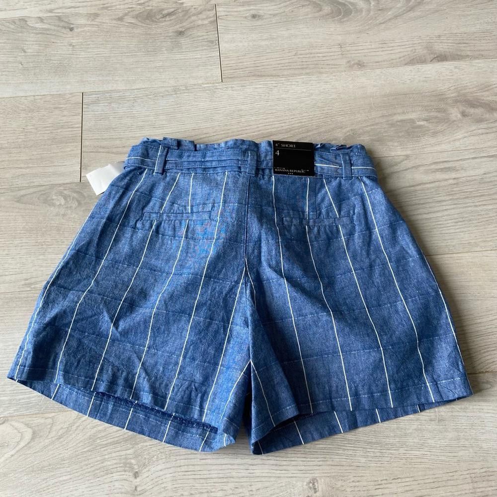 Banana Republic Banana Republic Blue and White Striped Shorts with Belt Size 27" / US 4 / IT 40 - 4 Thumbnail