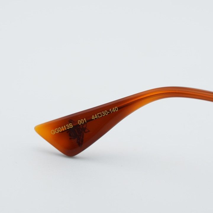 Gucci Gucci GG0113S 001 Sunglasses Black Gold Round Frame, Grey Size ONE SIZE - 7 Thumbnail