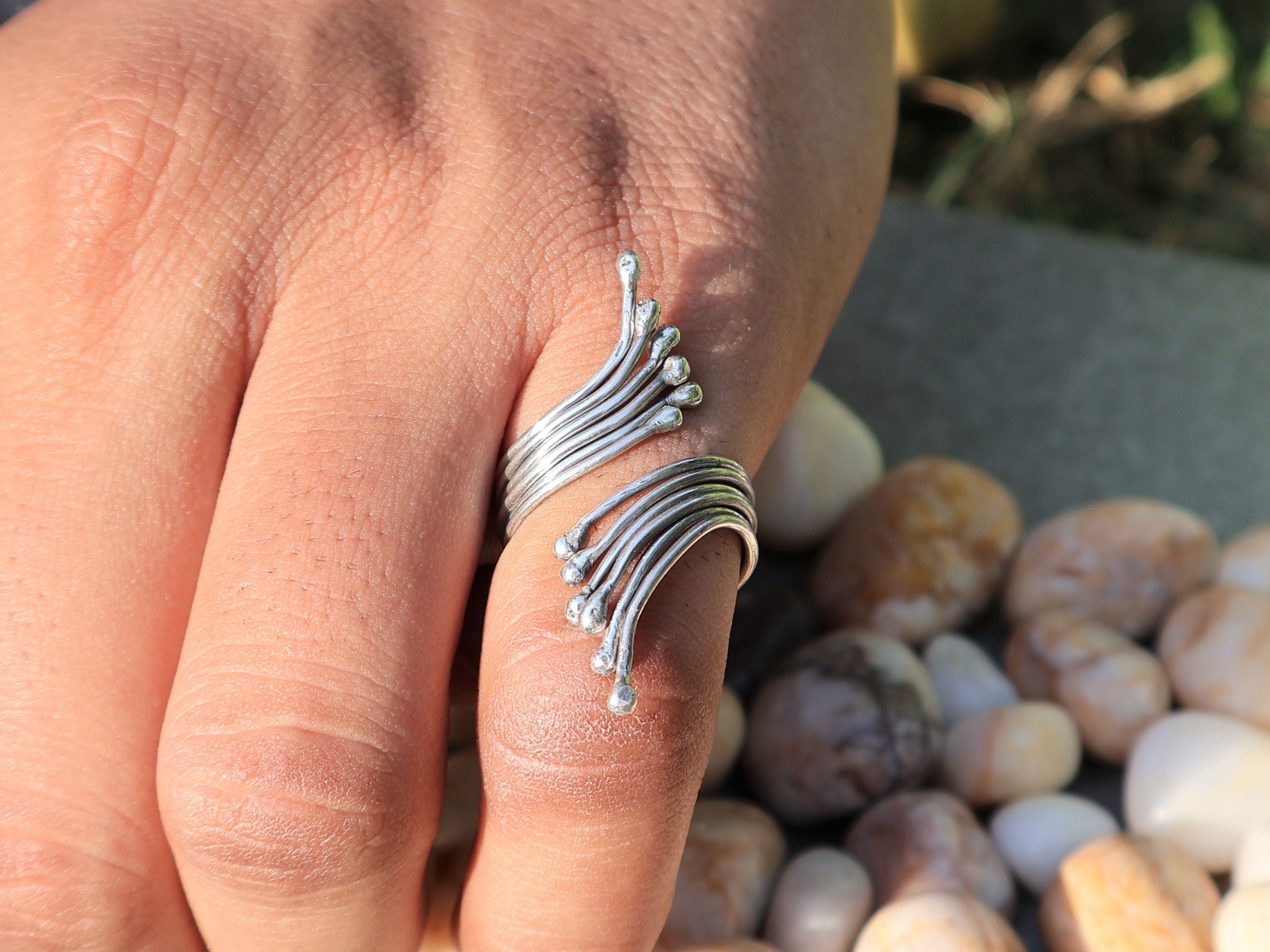 Handmade Plain Silver Band Ring, 925 Sterling Silver Handmade Ring, Size ONE SIZE - 6 Thumbnail