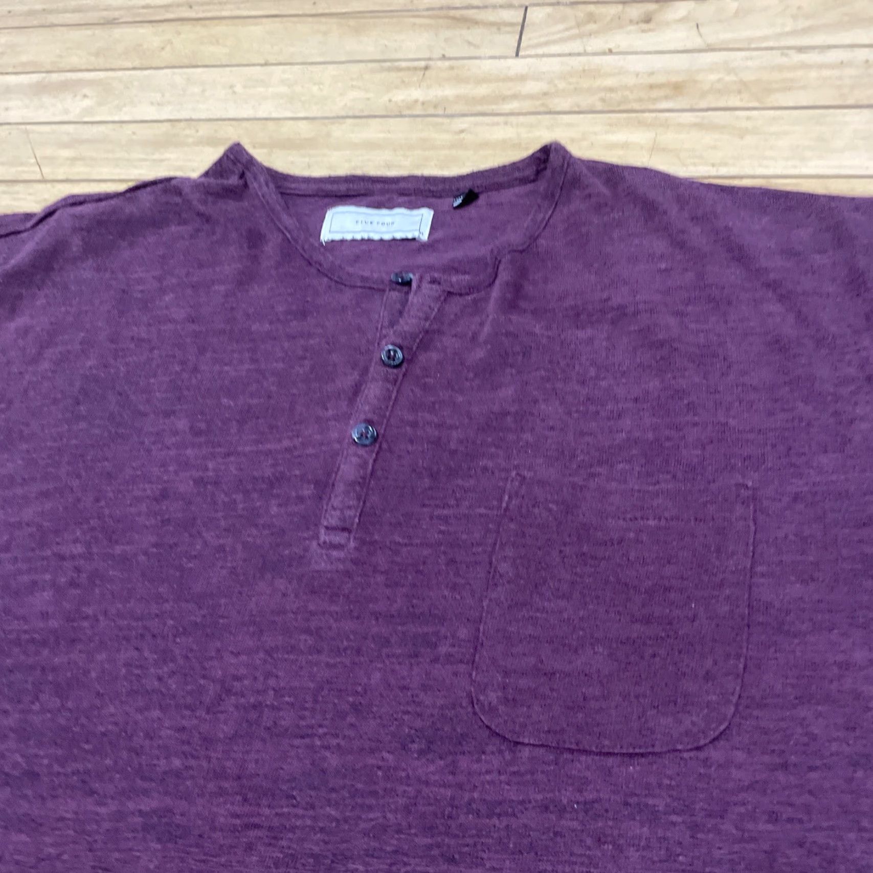 Vintage Five Four Henley Shirt Men XL Burgundy Red Textured Terry Dark Dressy Mature Shirt Size US XL / EU 56 / 4 - 4 Thumbnail