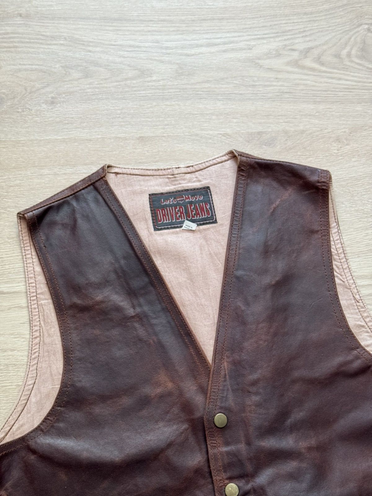 Genuine Leather Vintage 90’s Let’s Move Driver Jeans Leather Western Vest Size US M / EU 48-50 / 2 - 2 Thumbnail